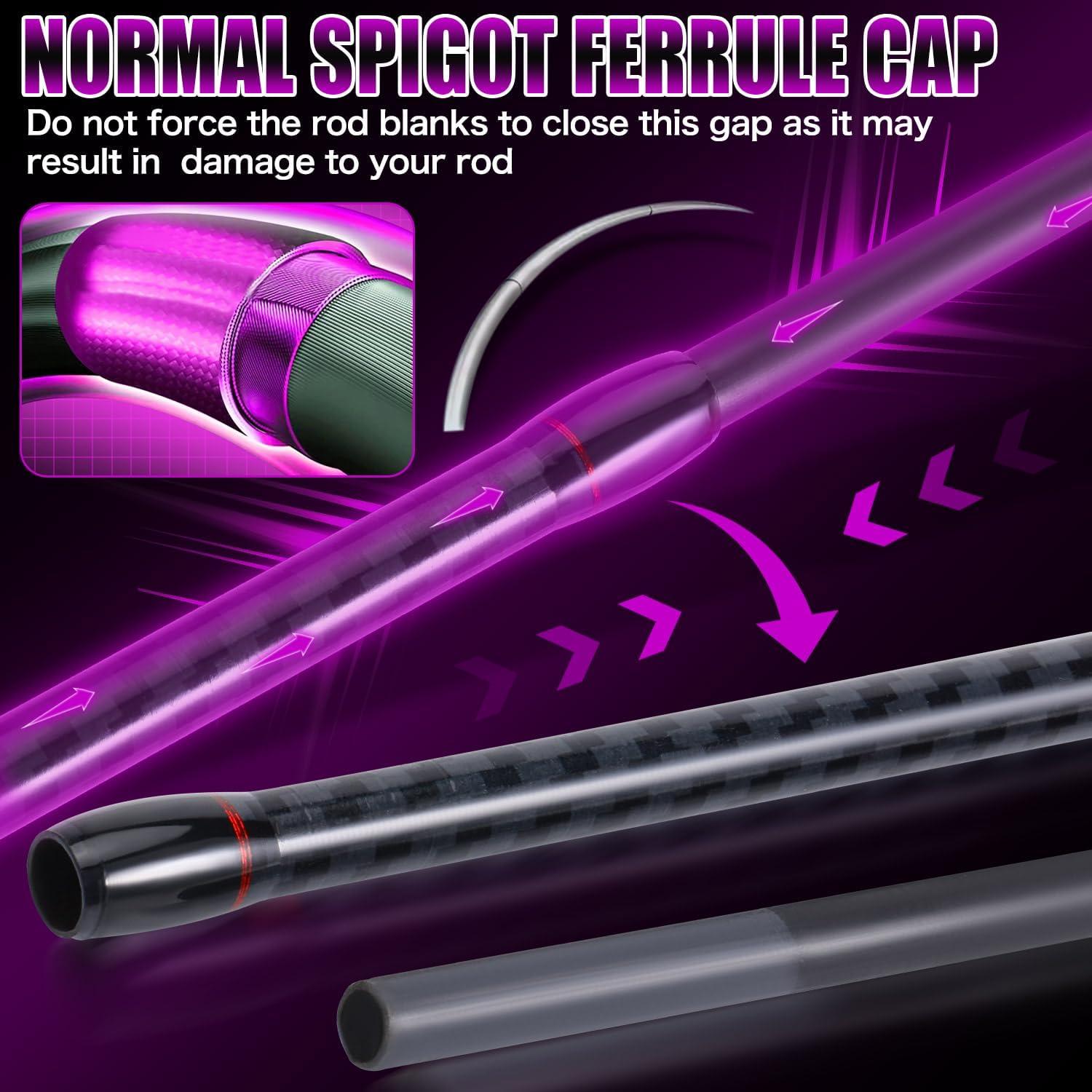 image:imageSougayilang Fishing Rod 24Ton CarbonampGlass Fiber Composite Spinning and Casting Rod 2 Piece for Bass Trout Crappie Travel Fishing 60Purple Casting 60