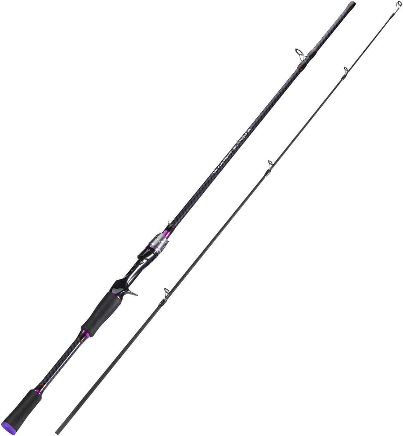image:imageSougayilang Fishing Rod 24Ton CarbonampGlass Fiber Composite Spinning and Casting Rod 2 Piece for Bass Trout Crappie Travel Fishing 60Purple Casting 60