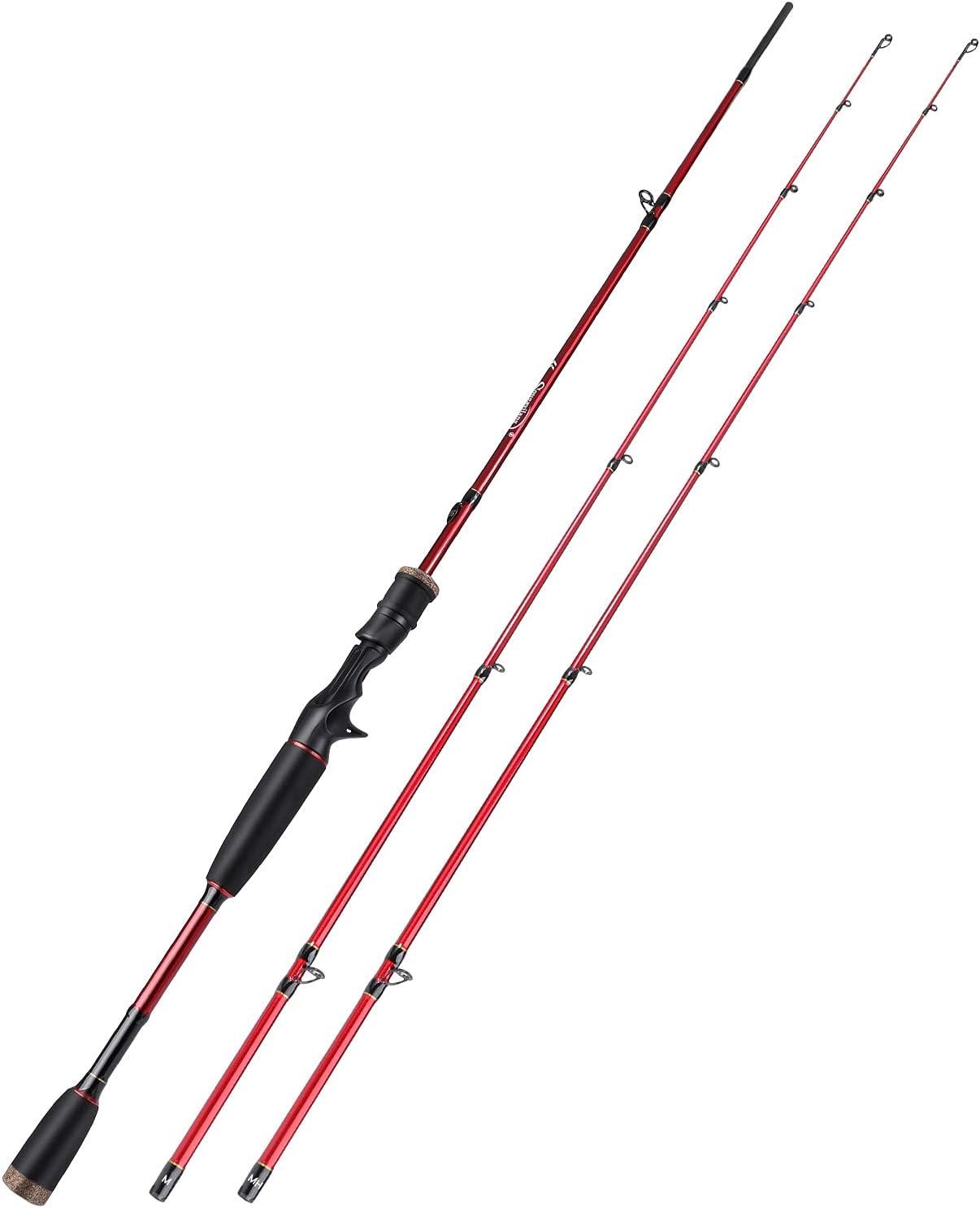 image:imageSougayilang Fishing Rod 2Pc Casting Rod Spinning Rod for Freshwater Tournament Quality Fishing Pole with 2 Tips for BassCastingRedTwin Tips