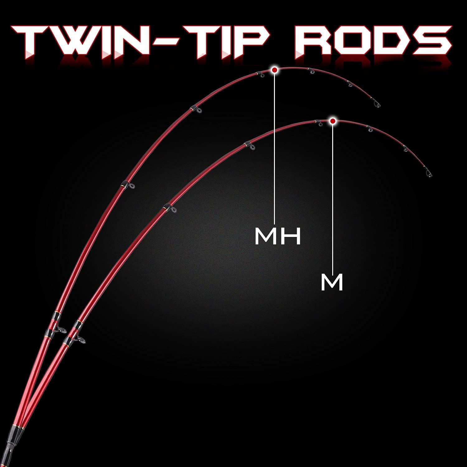image:imageSougayilang Fishing Rod 2Pc Casting Rod Spinning Rod for Freshwater Tournament Quality Fishing Pole with 2 Tips for BassCastingRedTwin Tips