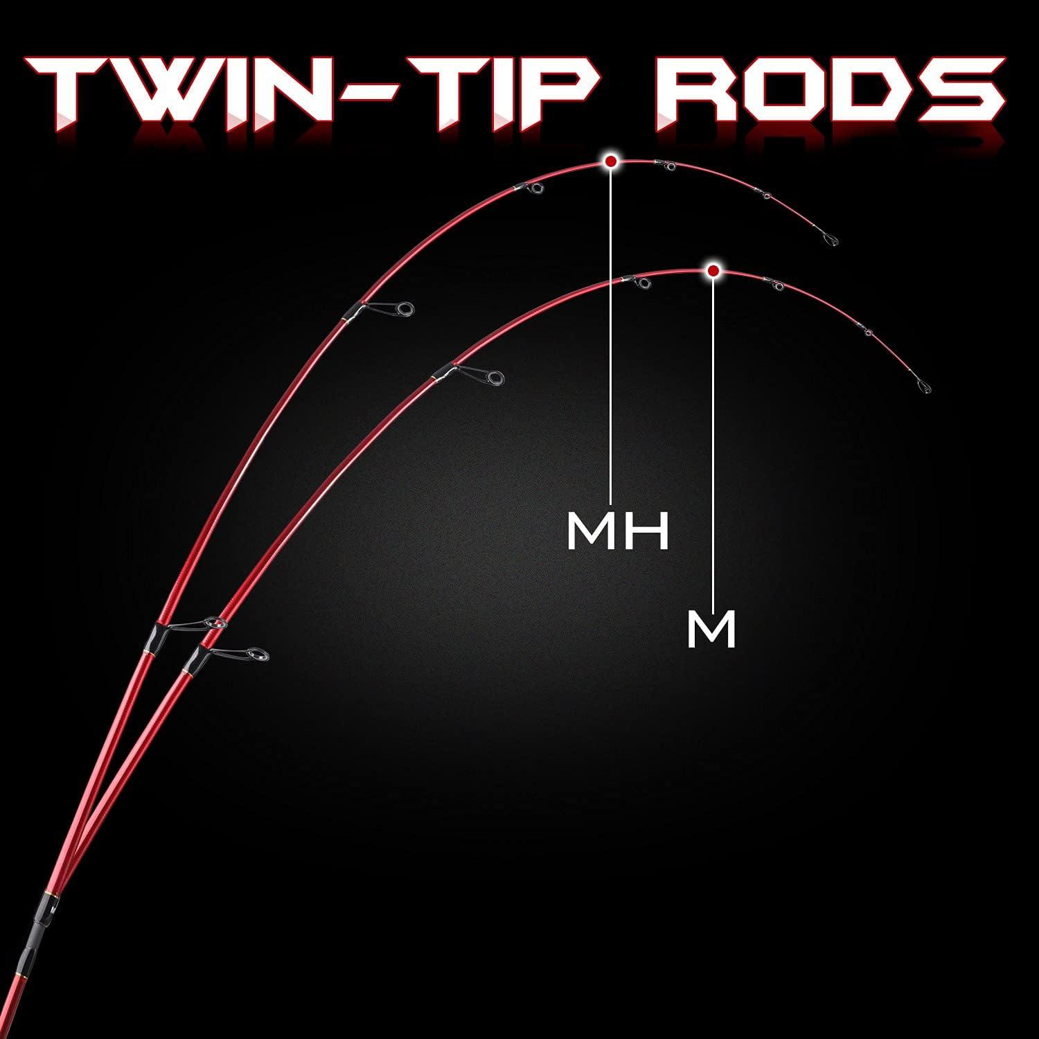 image:imageSougayilang Fishing Rod 2Pc Casting Rod Spinning Rod for Freshwater Tournament Quality Fishing Pole with 2 Tips for BassSpinningRedTwin Tips