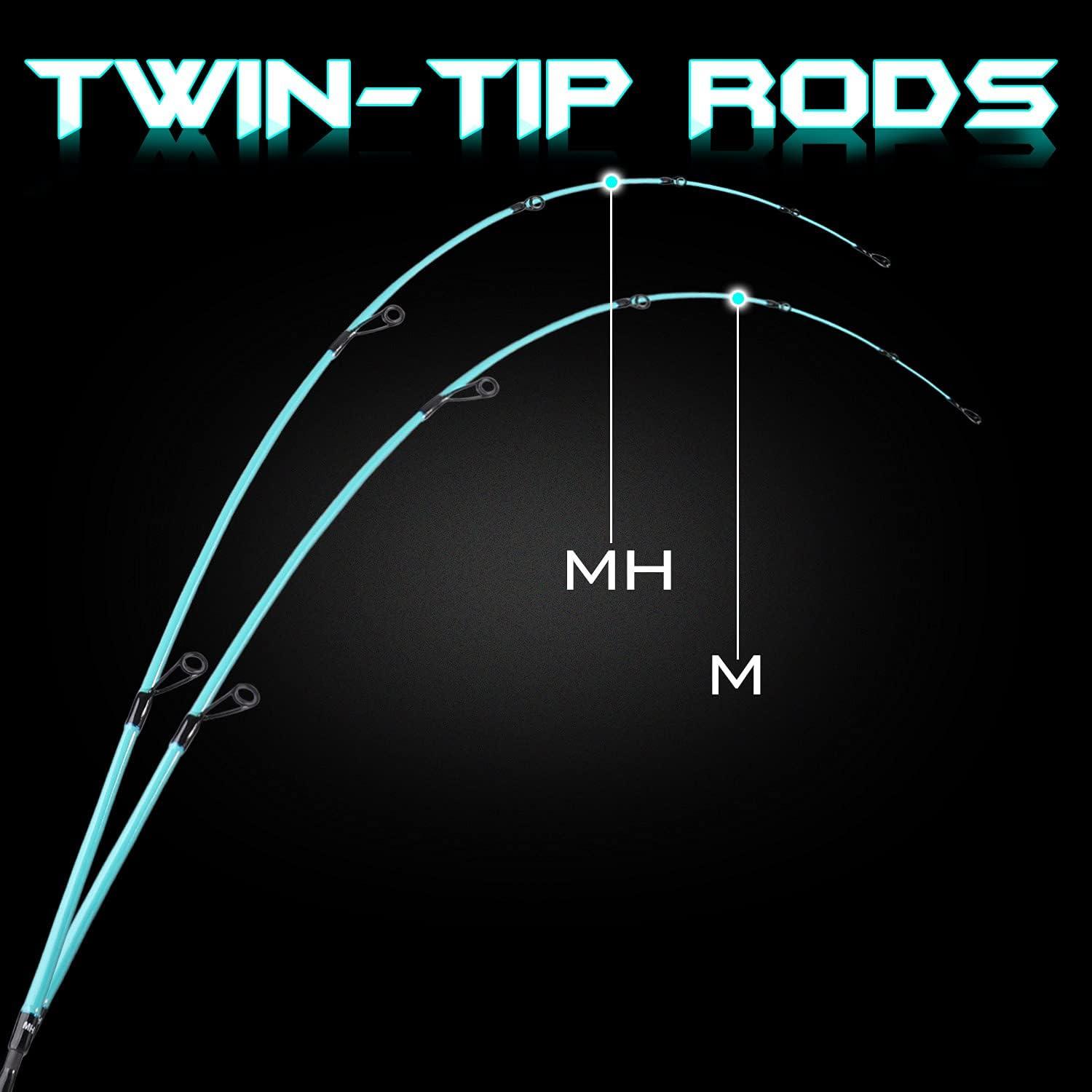 image:imageSougayilang Fishing Rod 2Pc Casting Rod Spinning Rod for Freshwater Tournament Quality Fishing Pole with 2 Tips for BassSpinningTurquoiseTwin Tips