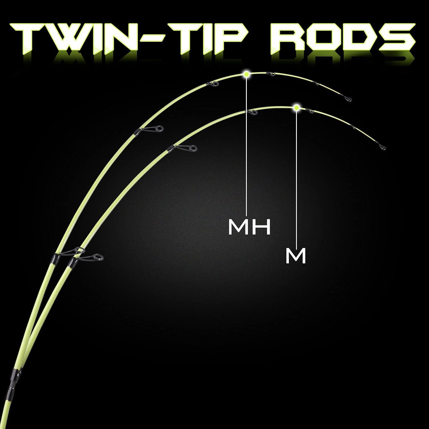 image:imageSougayilang Fishing Rod 2Pc Casting Rod Spinning Rod for Freshwater Tournament Quality Fishing Pole with 2 Tips for BassSpinningYellowTwin Tips