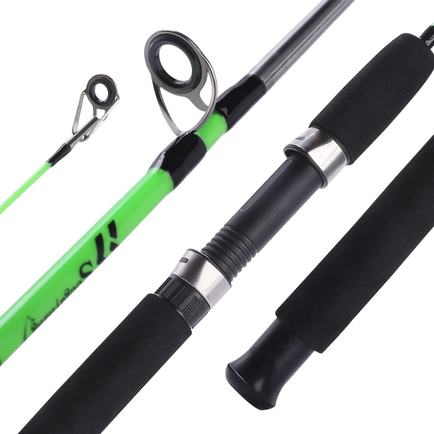 image:imageSougayilang Fishing Rod 2Piece Composite Graphite amp Glass Blanks Saltwater Trolling Rod Offshore Surf Fishing Pole with Stainless Steel Line Guides for Catfish Salmon Glass Fiber Spinning RodGreen