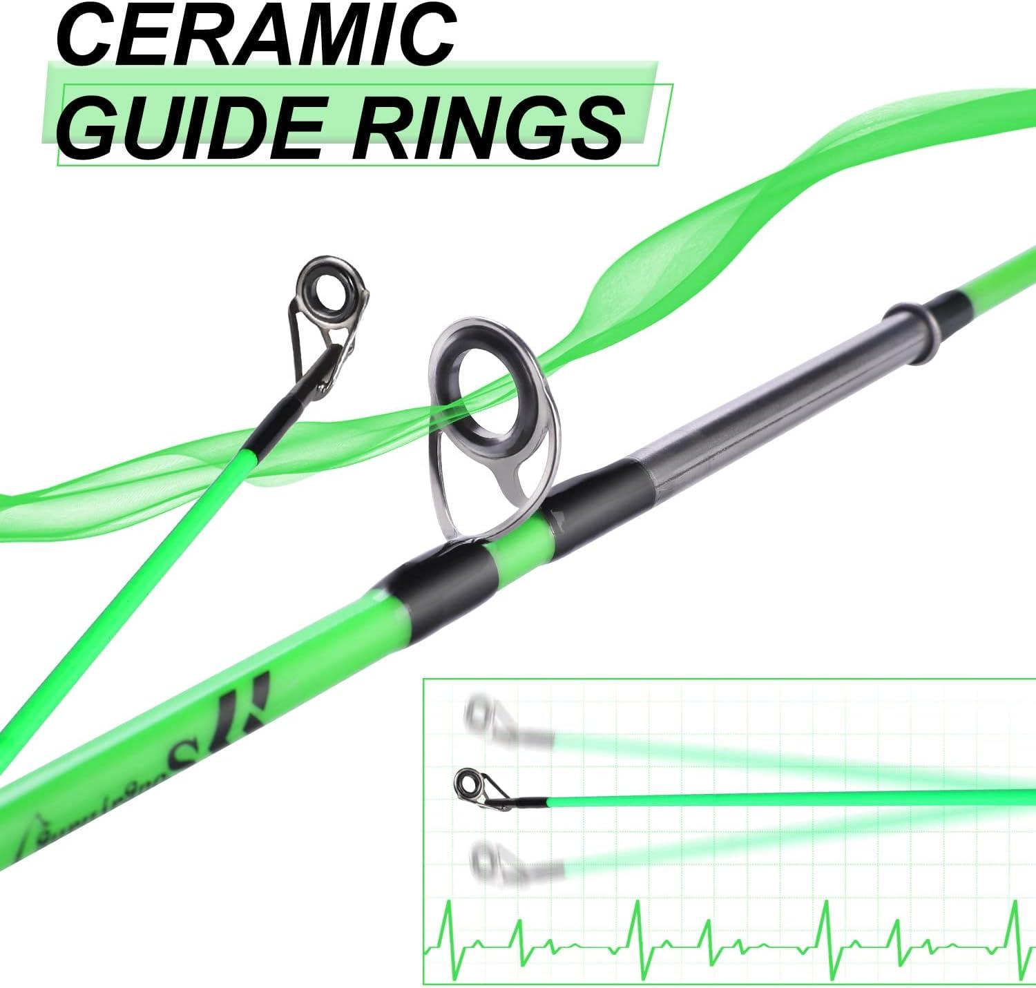 image:imageSougayilang Fishing Rod 2Piece Composite Graphite amp Glass Blanks Saltwater Trolling Rod Offshore Surf Fishing Pole with Stainless Steel Line Guides for Catfish Salmon Glass Fiber Spinning RodGreen