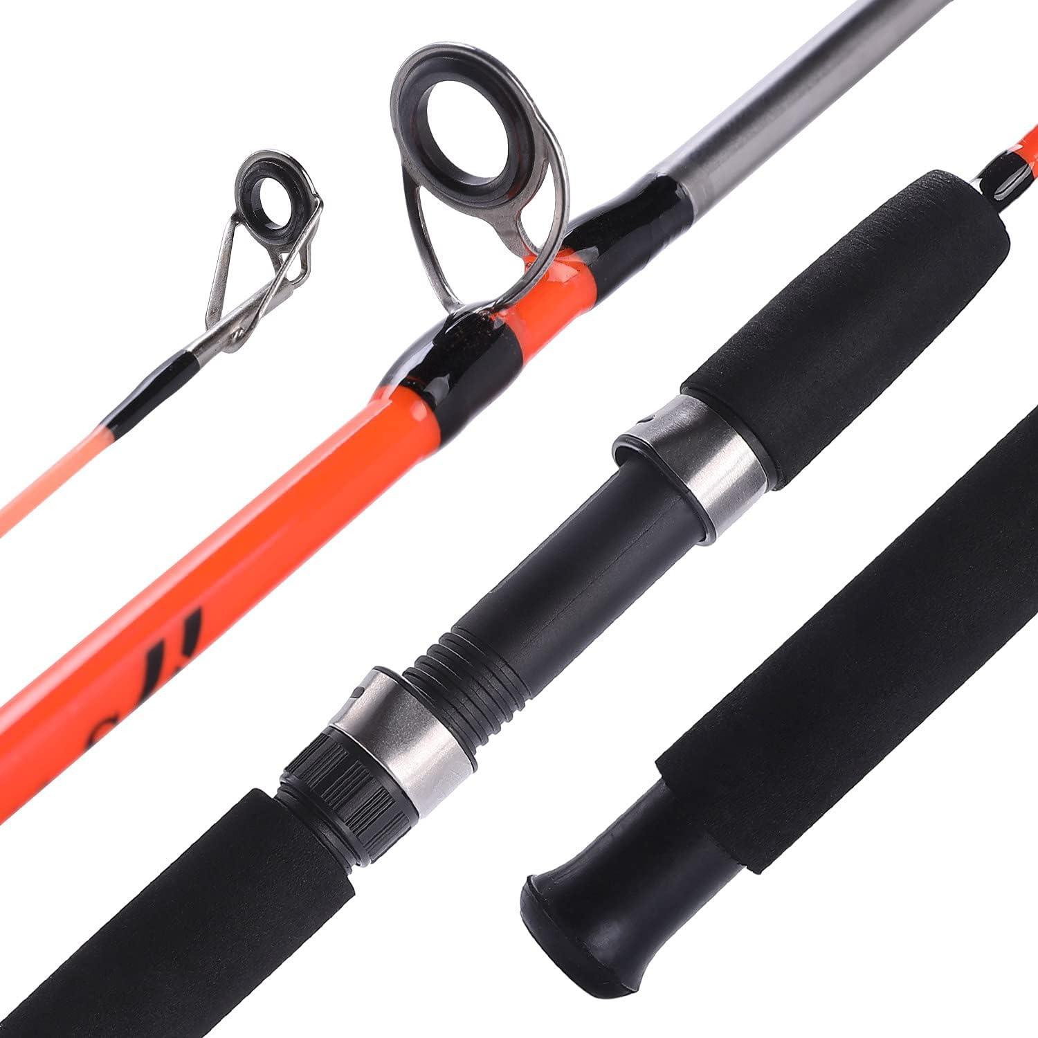 image:imageSougayilang Fishing Rod 2Piece Composite Graphite amp Glass Blanks Saltwater Trolling Rod Offshore Surf Fishing Pole with Stainless Steel Line Guides for Catfish Salmon Glass Fiber Spinning RodOrange