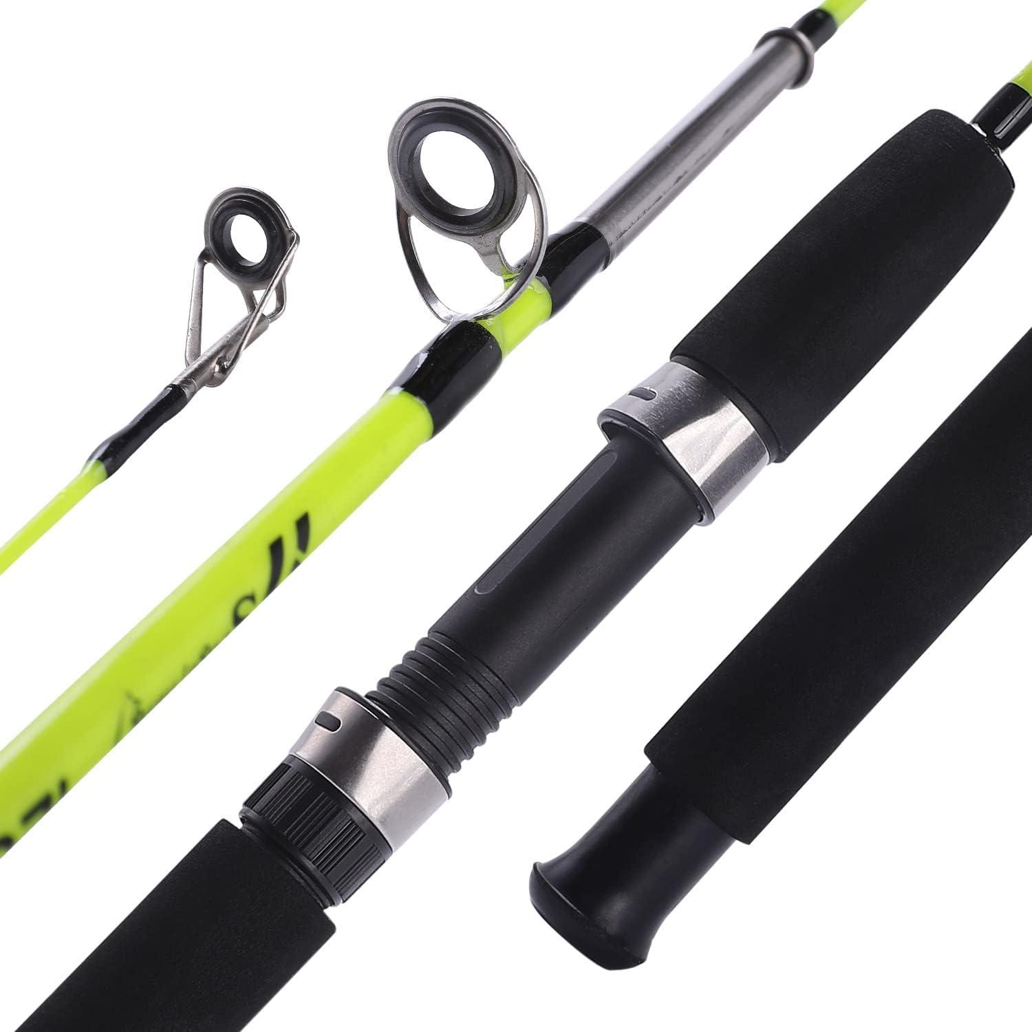 image:imageSougayilang Fishing Rod 2Piece Composite Graphite amp Glass Blanks Saltwater Trolling Rod Offshore Surf Fishing Pole with Stainless Steel Line Guides for Catfish Salmon Glass Fiber Spinning RodYellow