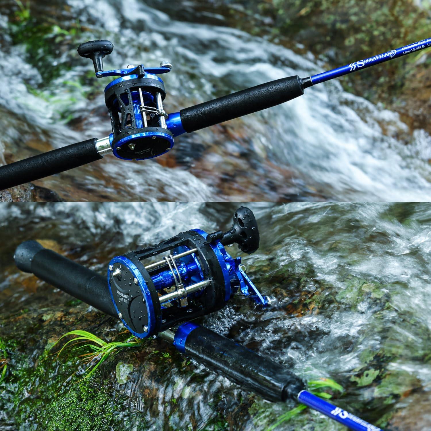 image:imageSougayilang Fishing Rod Combo 2Piece Trolling Fishing Reel Combo with 381 Gear Ratio amp 31 Bearings Aluminum Reel Seat for SaltwaterBig Game FishLDT30Left Handed