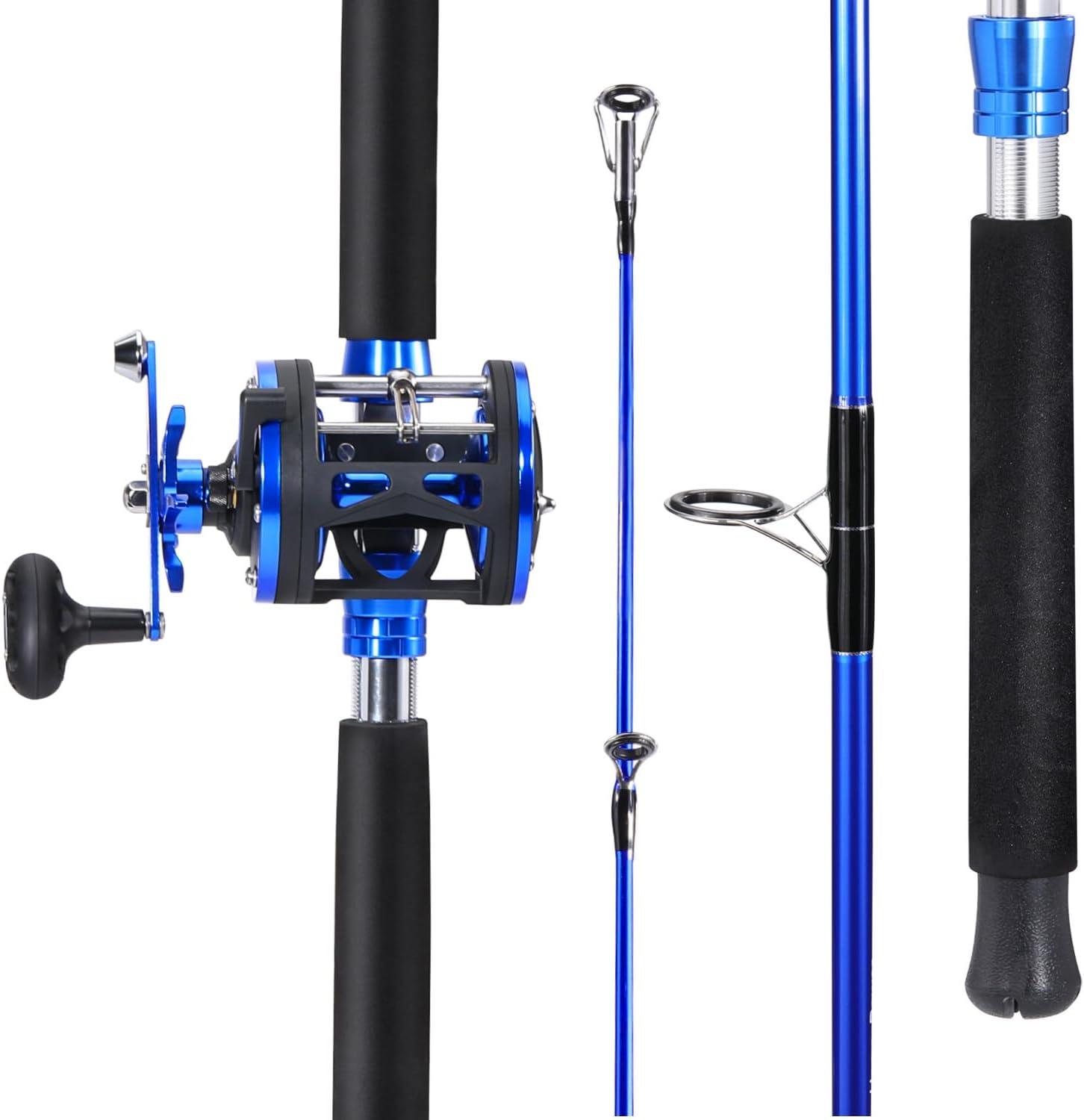 image:imageSougayilang Fishing Rod Combo 2Piece Trolling Fishing Reel Combo with 381 Gear Ratio amp 31 Bearings Aluminum Reel Seat for SaltwaterBig Game FishLDT30Left Handed