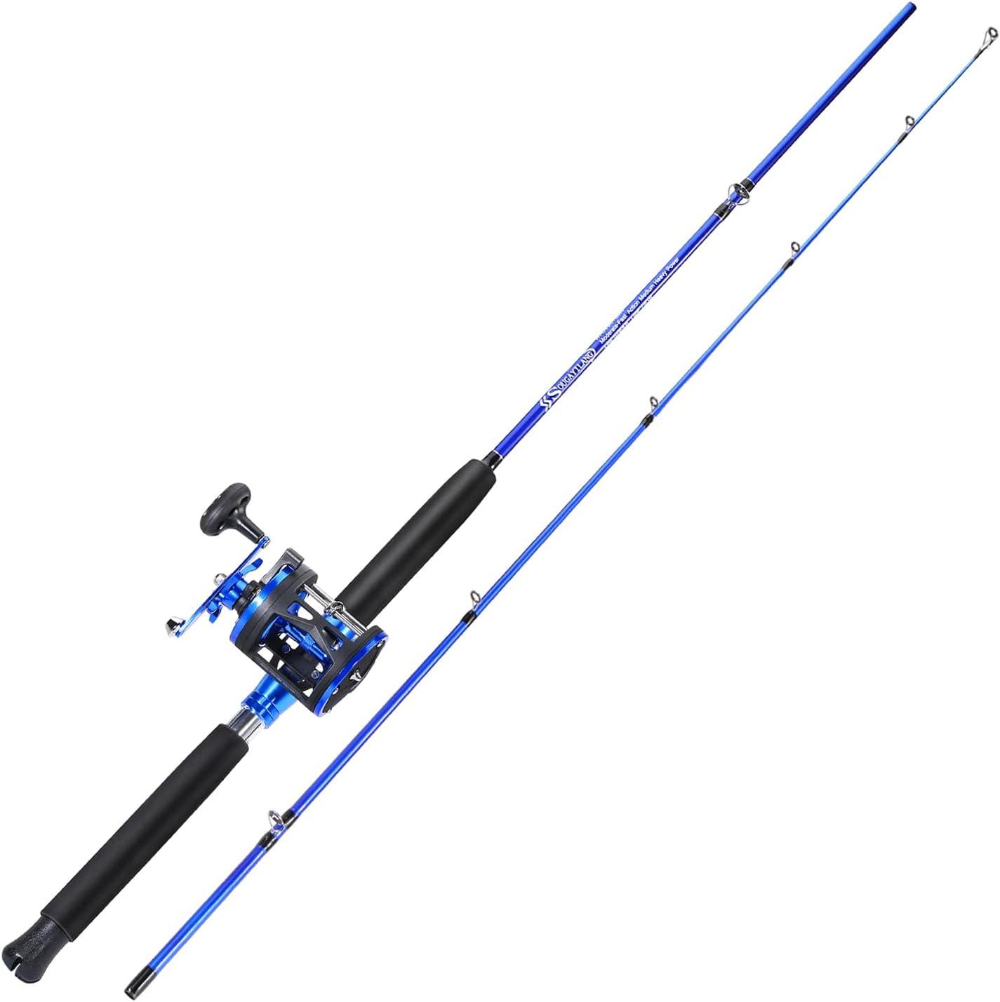 image:imageSougayilang Fishing Rod Combo 2Piece Trolling Fishing Reel Combo with 381 Gear Ratio amp 31 Bearings Aluminum Reel Seat for SaltwaterBig Game FishLDT30Left Handed