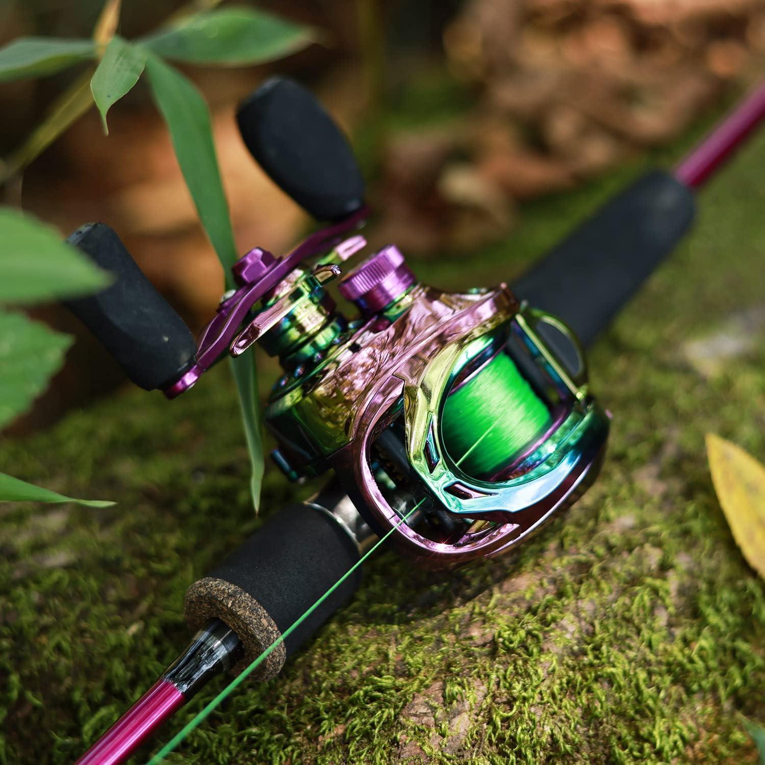image:imageSougayilang Fishing Rod and Reel Combo 2Piece MMH Fishing Pole with Baitcasting Reel Set Baitcaster ComboPurpleMH RodRight Handed