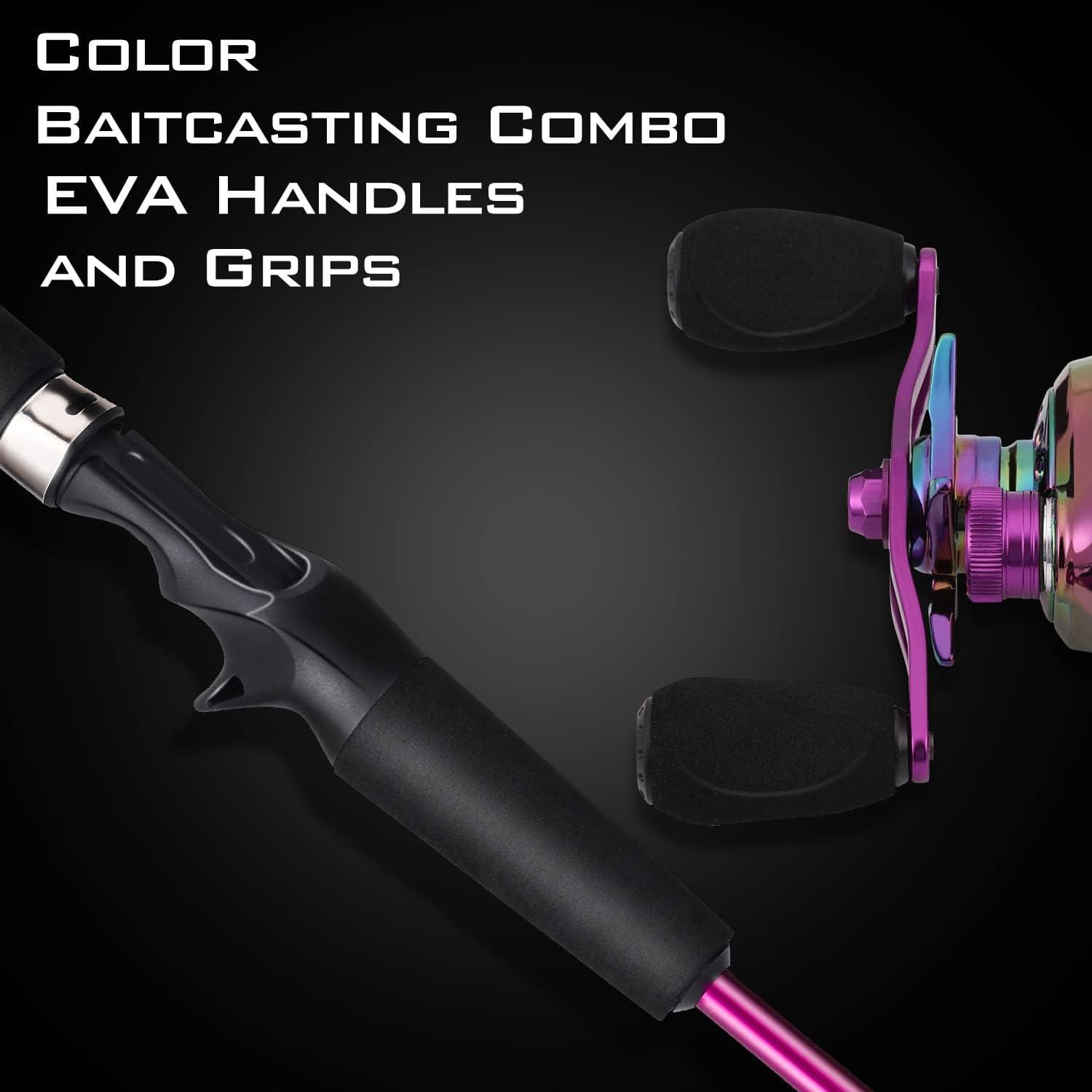 image:imageSougayilang Fishing Rod and Reel Combo 2Piece MMH Fishing Pole with Baitcasting Reel Set Baitcaster ComboPurpleMH RodRight Handed