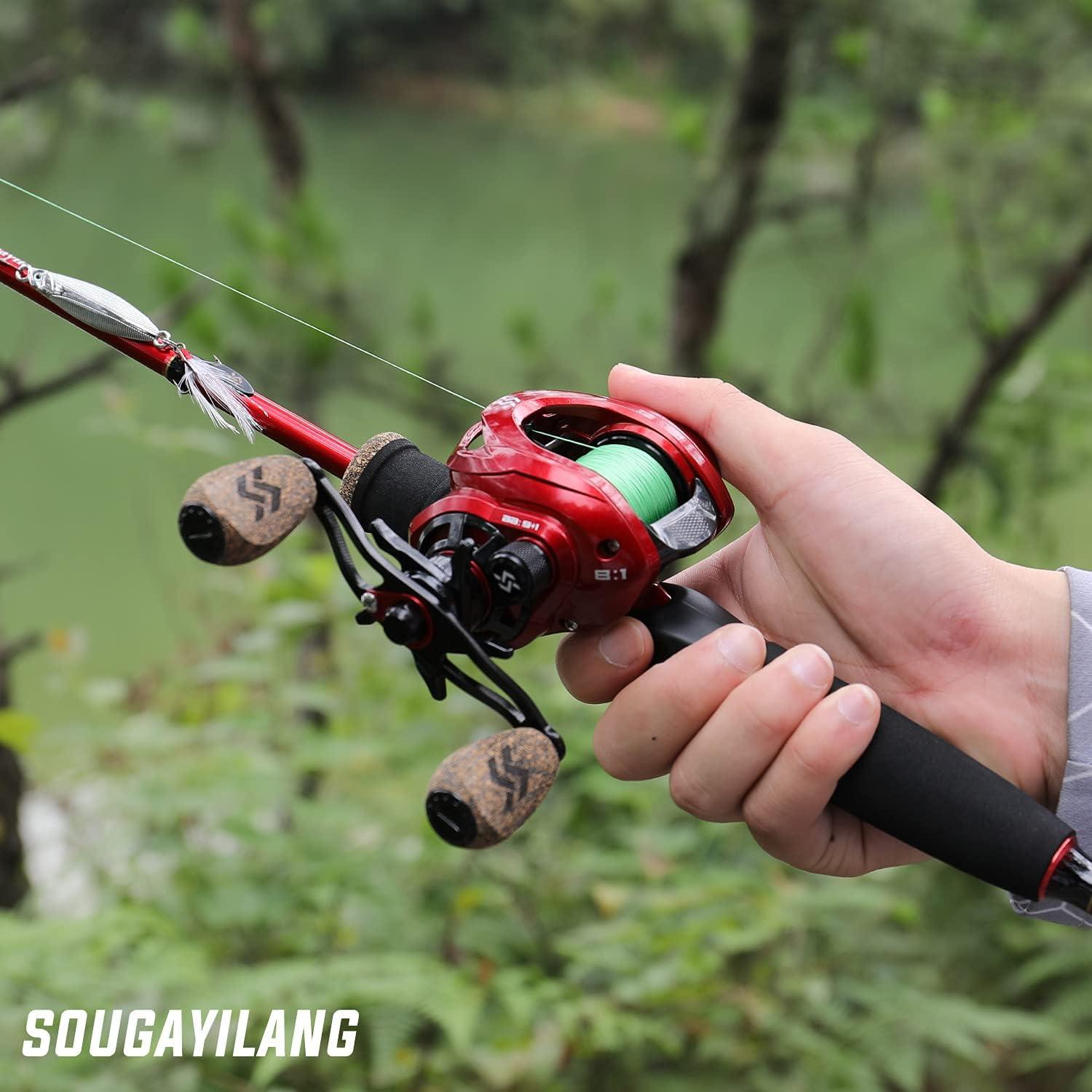 image:imageSougayilang Fishing Rod and Reel Combo 2Piece MMH Fishing Pole with Baitcasting Reel Set Baitcaster ComboRedMMH RodLeft Handed