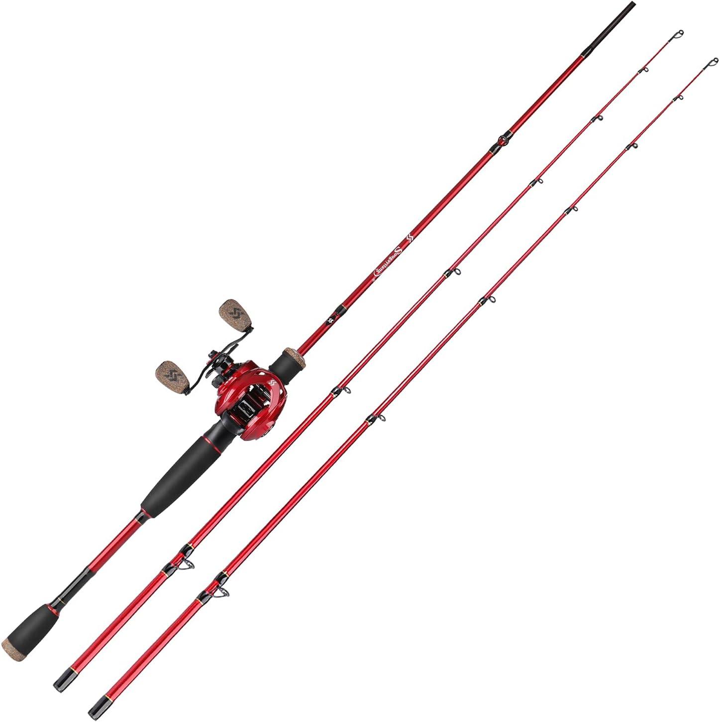 image:imageSougayilang Fishing Rod and Reel Combo 2Piece MMH Fishing Pole with Baitcasting Reel Set Baitcaster ComboRedMMH RodRight Handed