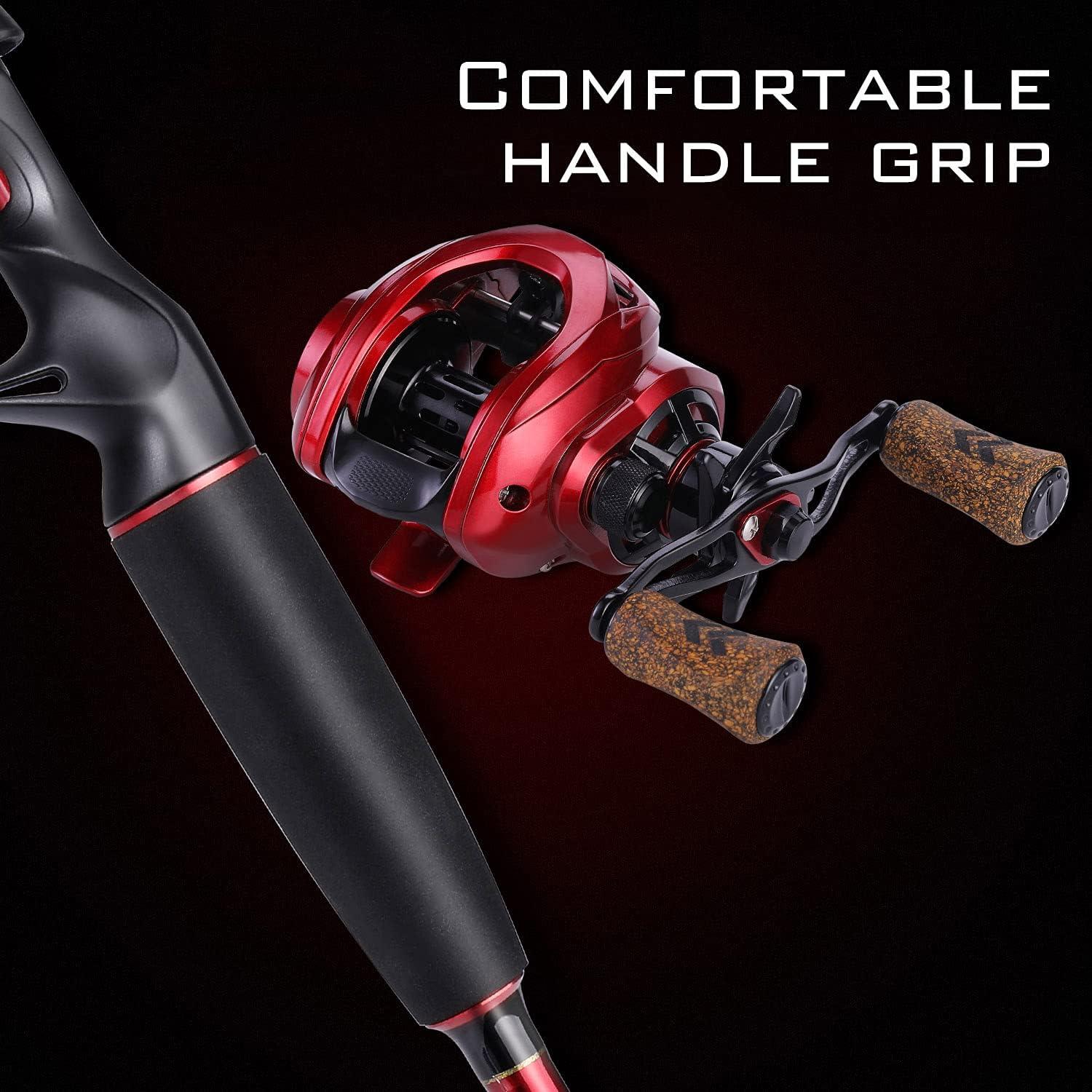 image:imageSougayilang Fishing Rod and Reel Combo 2Piece MMH Fishing Pole with Baitcasting Reel Set Baitcaster ComboRedMMH RodRight Handed