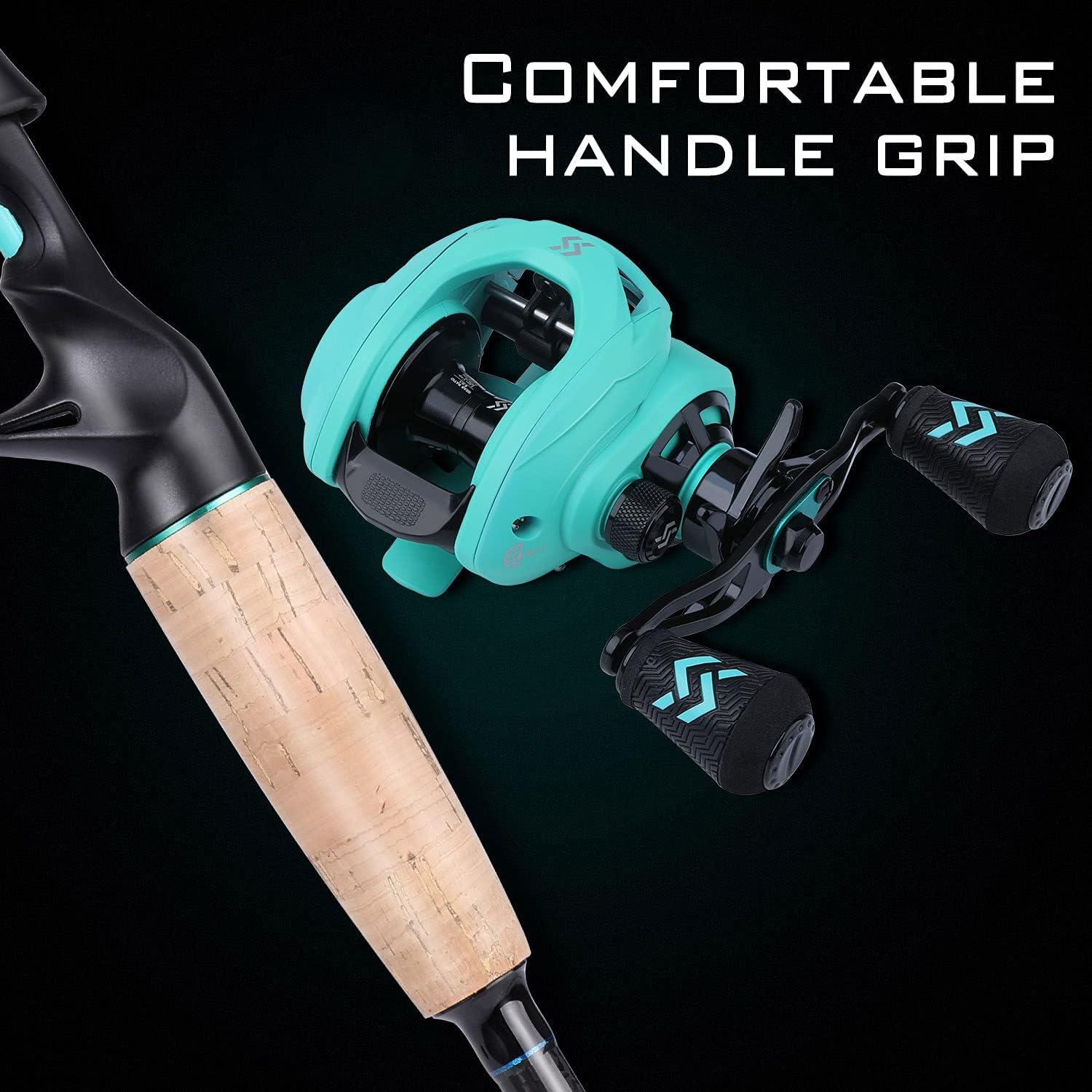 image:imageSougayilang Fishing Rod and Reel Combo 2Piece MMH Fishing Pole with Baitcasting Reel Set Baitcaster ComboTurquoiseMMH RodLeft Handed