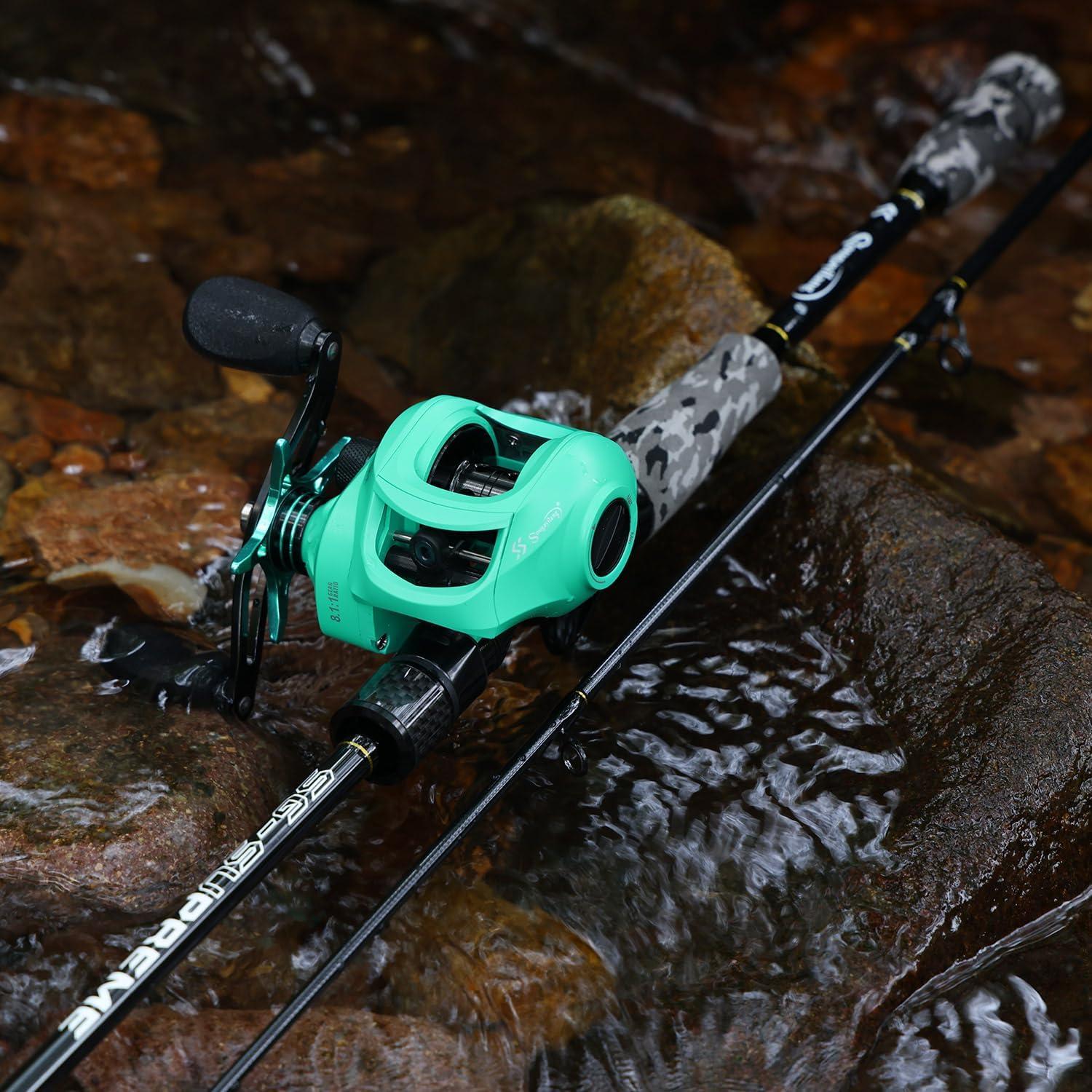 image:imageSougayilang Fishing Rod and Reel Combo Medium Fishing Pole with Baitcasting Reel Combo 2Piece Baitcaster ComboAGreyLeft Handed