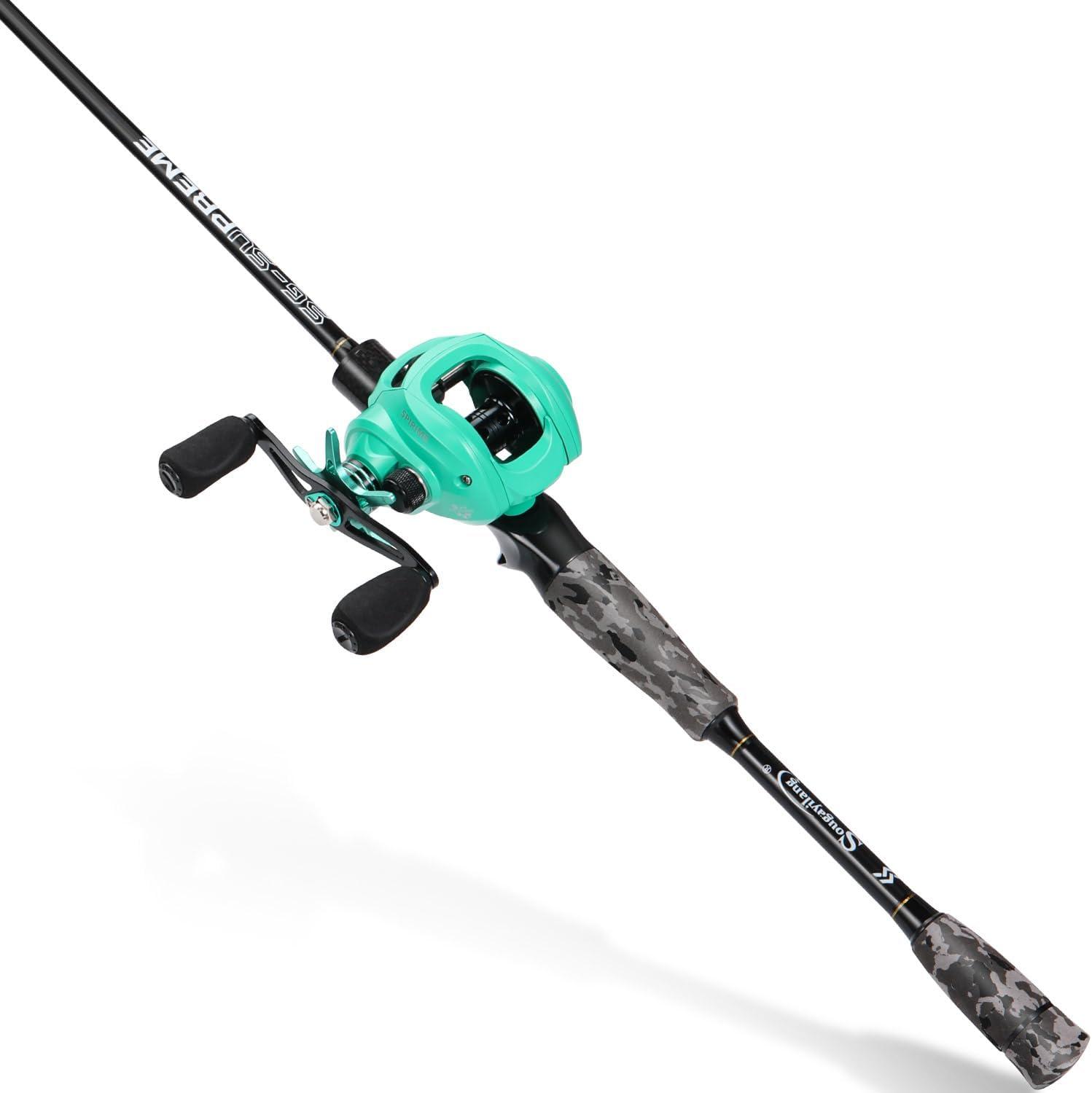 image:imageSougayilang Fishing Rod and Reel Combo Medium Fishing Pole with Baitcasting Reel Combo 2Piece Baitcaster ComboAGreyLeft Handed