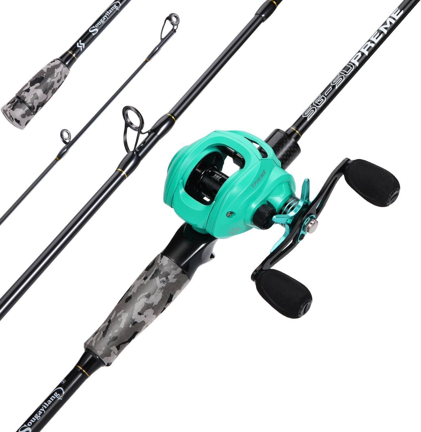 image:imageSougayilang Fishing Rod and Reel Combo Medium Fishing Pole with Baitcasting Reel Combo 2Piece Baitcaster ComboAGreyRight Handed