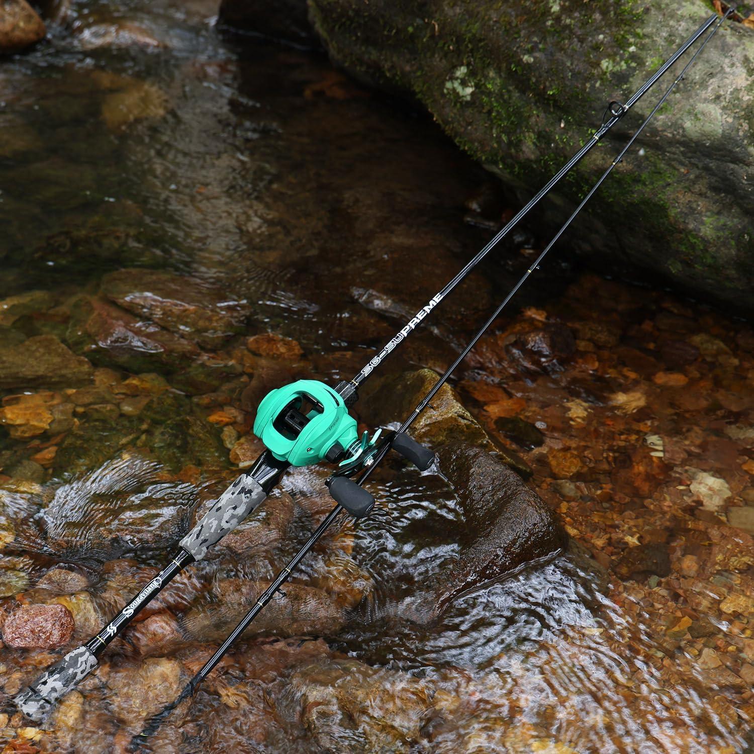 image:imageSougayilang Fishing Rod and Reel Combo Medium Fishing Pole with Baitcasting Reel Combo 2Piece Baitcaster ComboAGreyRight Handed