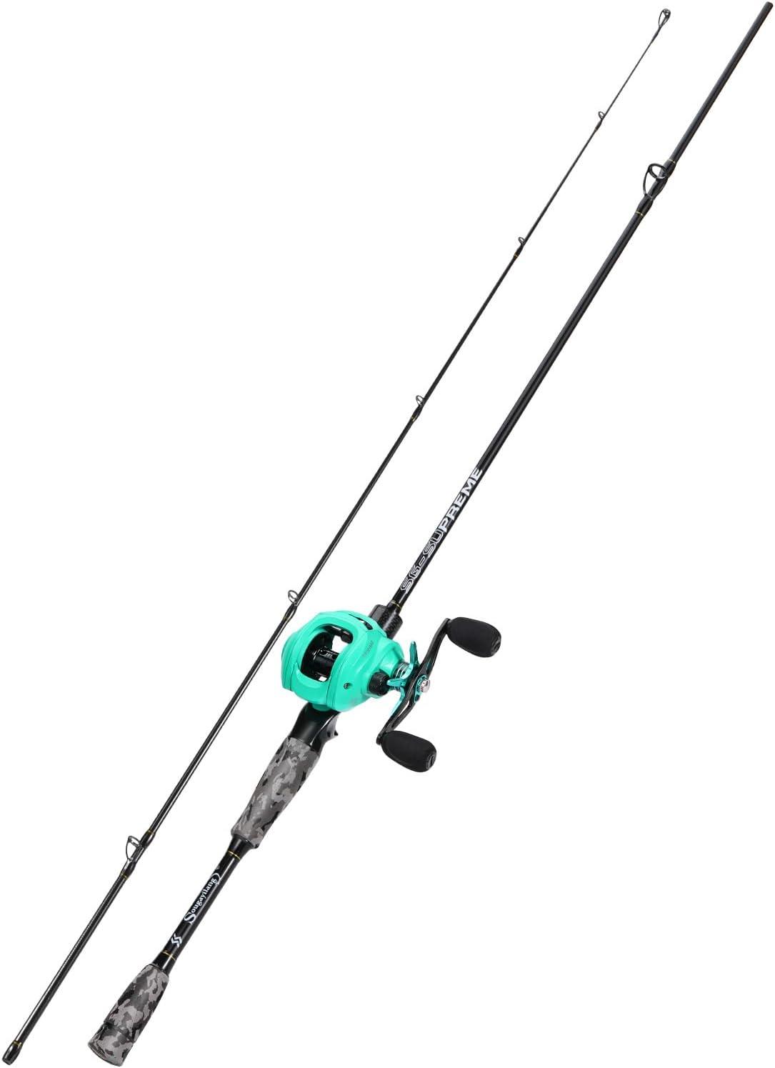 image:imageSougayilang Fishing Rod and Reel Combo Medium Fishing Pole with Baitcasting Reel Combo 2Piece Baitcaster ComboAGreyRight Handed