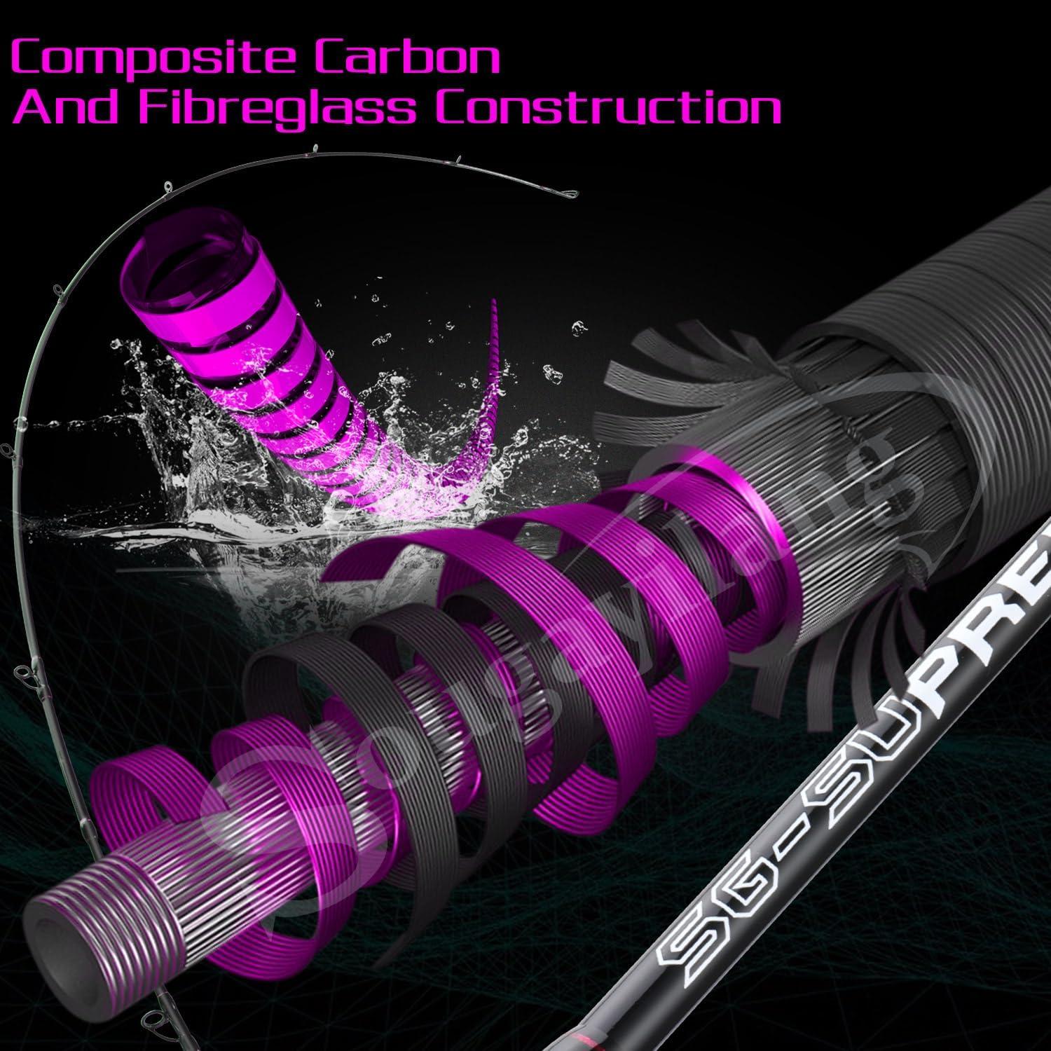 image:imageSougayilang Fishing Rod and Reel Combo Medium Fishing Pole with Baitcasting Reel Combo 2Piece Baitcaster ComboCPurpleLeft Handed