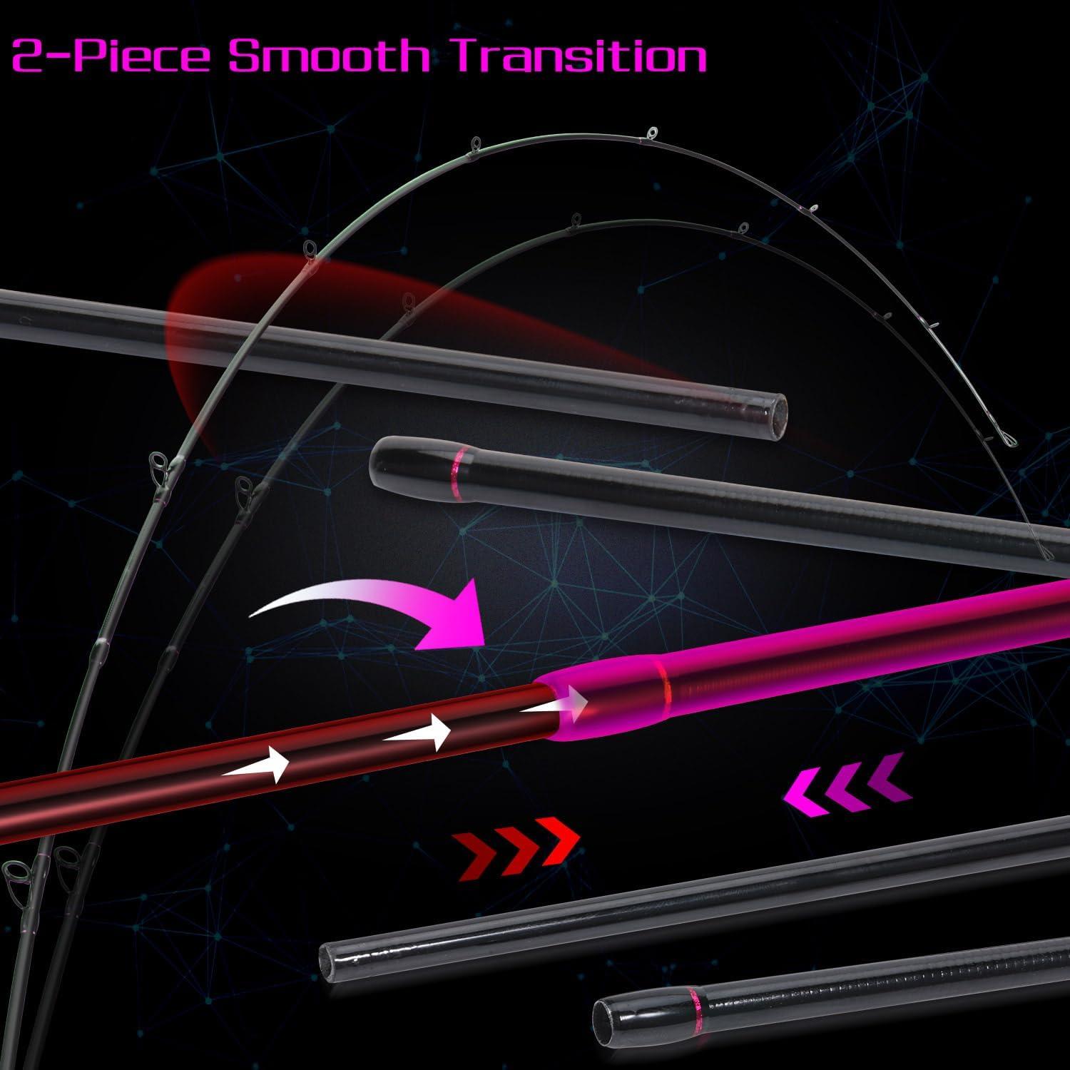 image:imageSougayilang Fishing Rod and Reel Combo Medium Fishing Pole with Baitcasting Reel Combo 2Piece Baitcaster ComboCPurpleLeft Handed
