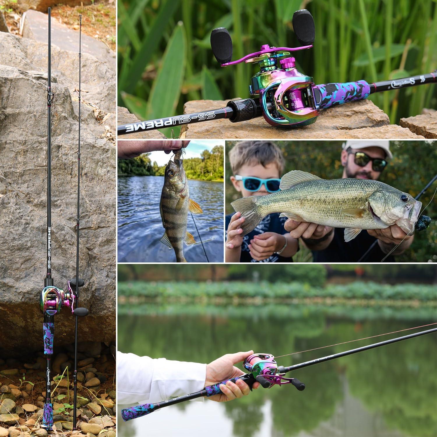 image:imageSougayilang Fishing Rod and Reel Combo Medium Fishing Pole with Baitcasting Reel Combo 2Piece Baitcaster ComboCPurpleLeft Handed