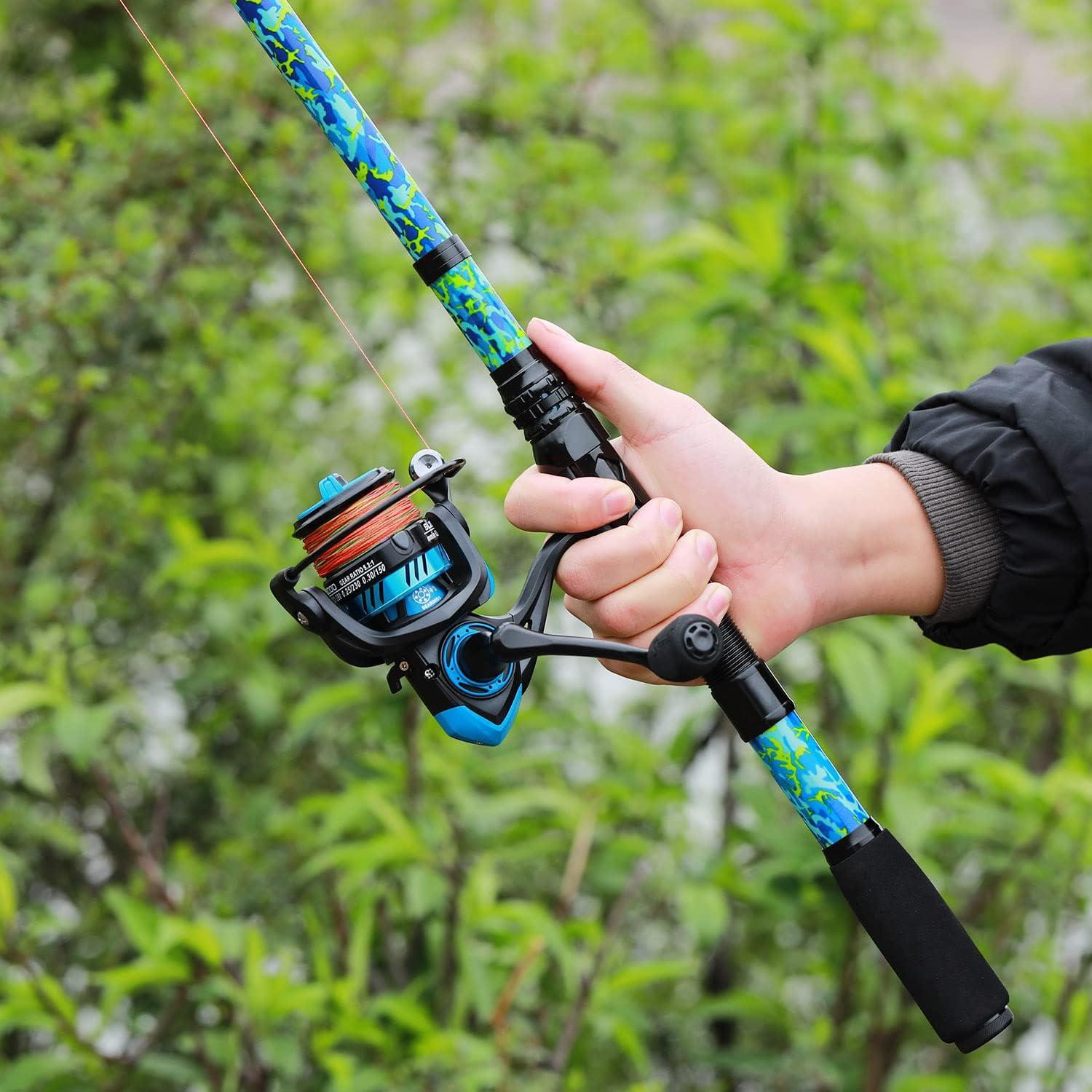 image:imageSougayilang Fishing Rod and Reel Combos with Telescopic Fishing Pole Spinning Reels Fishing Carrier Bag for Travel Saltwater Freshwater FishingBlue Full Kit with Carrier Case