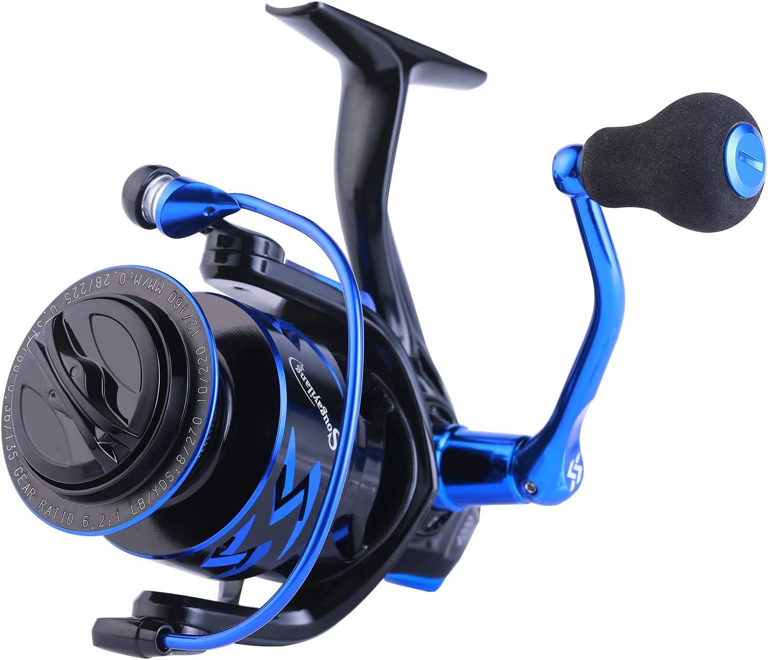 image:imageSougayilang Fishing Rod and Reel Set Carbon Fiber Telescopic Fishing Rod 121BB Spinning Reel with Carry Case for Saltwater Freshwaterblue