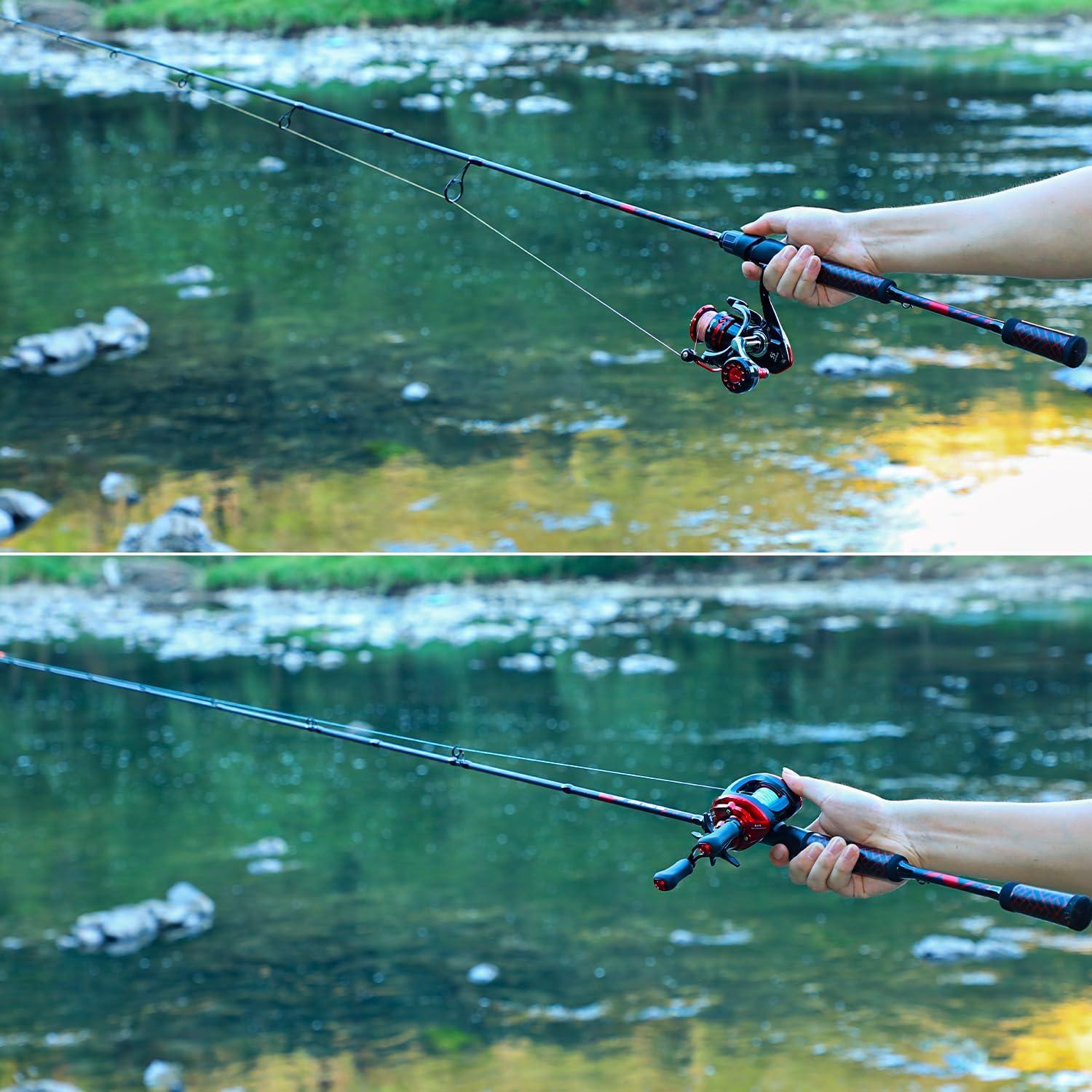 image:imageSougayilang Fishing Rods 2Section Carbon Fiber SpinningampCasting Rod with Comfortable Cork Handle Suit for Freshwater Saltwater Night Fishing Pole69 ft