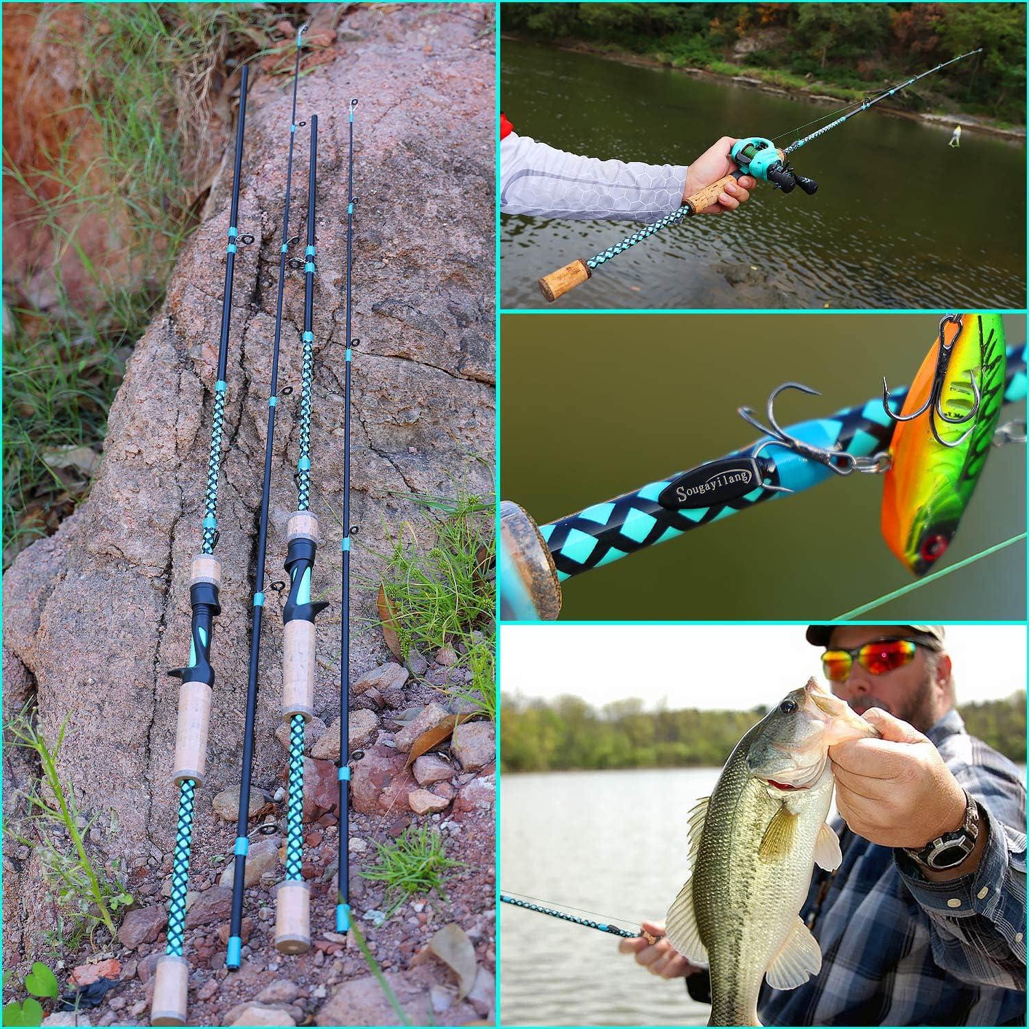 image:imageSougayilang Fishing Rods Graphite Spinning Rods Lightweight 2 Pieces Cork Handle CastingBlueCasting