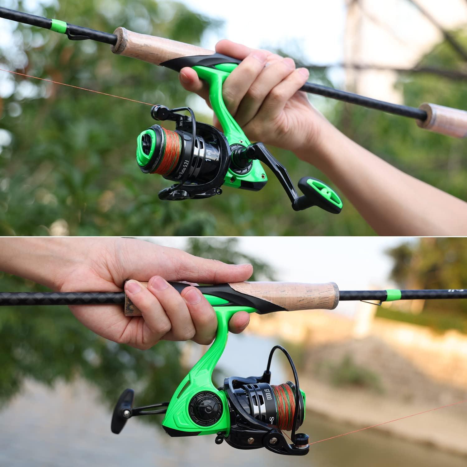 image:imageSougayilang Fishing Rods Graphite Spinning Rods Lightweight 2 Pieces Cork Handle CastingGreen Spinning