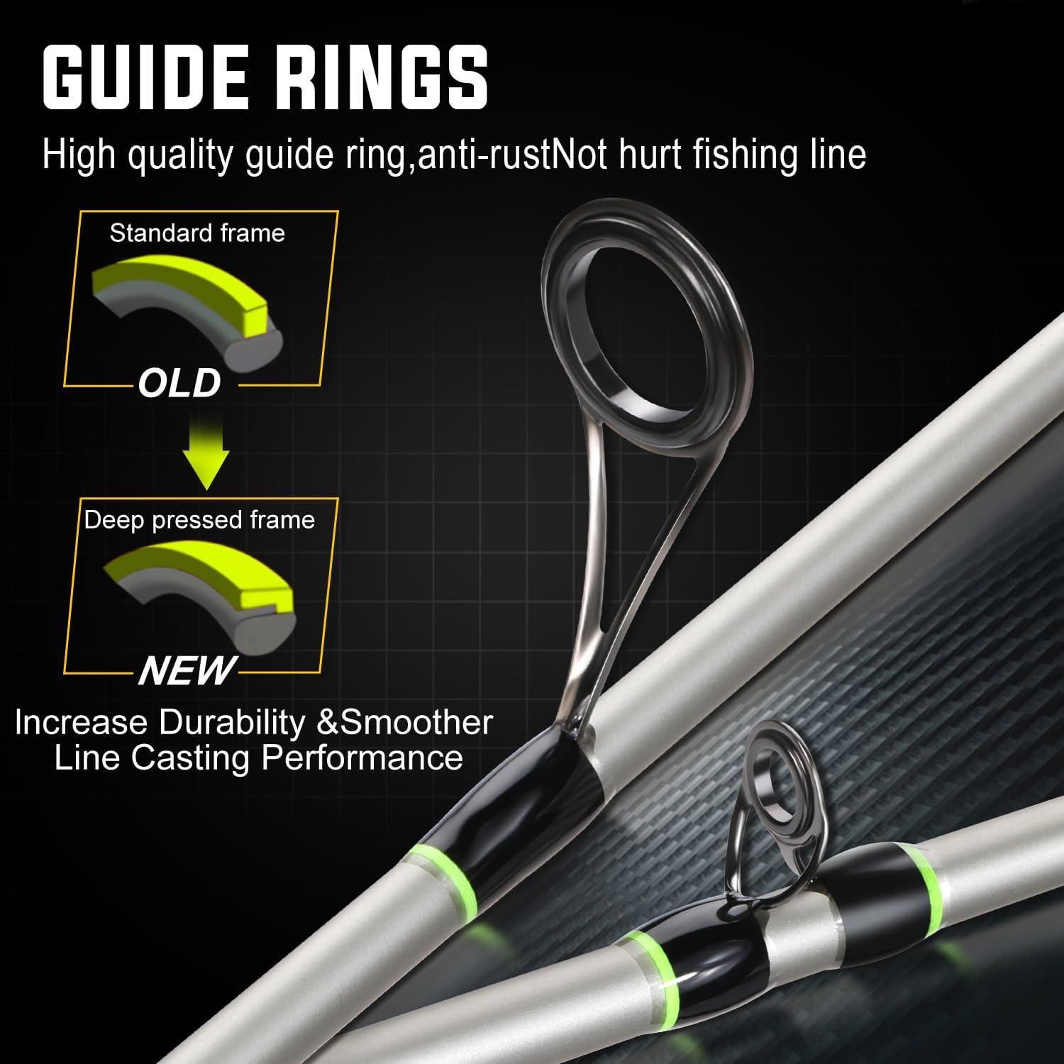 image:imageSougayilang Fishing Rods IM7 Graphite Blank Casting amp Spinning Rods2Piece Rod with S Style Hook Keeper and EVA Handle for Bass Trout Walleye Catfish EtcgreenCasting Rod