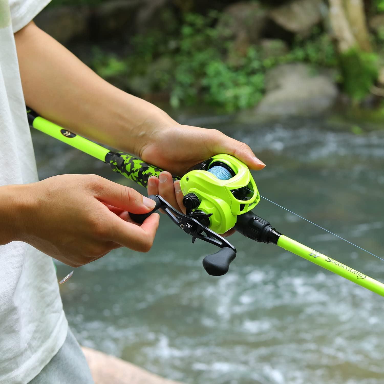 image:imageSougayilang Fishing Rods IM7 Graphite Blank Casting amp Spinning Rods2Piece Rod with S Style Hook Keeper and EVA Handle for Bass Trout Walleye Catfish EtcgreenCasting Rod