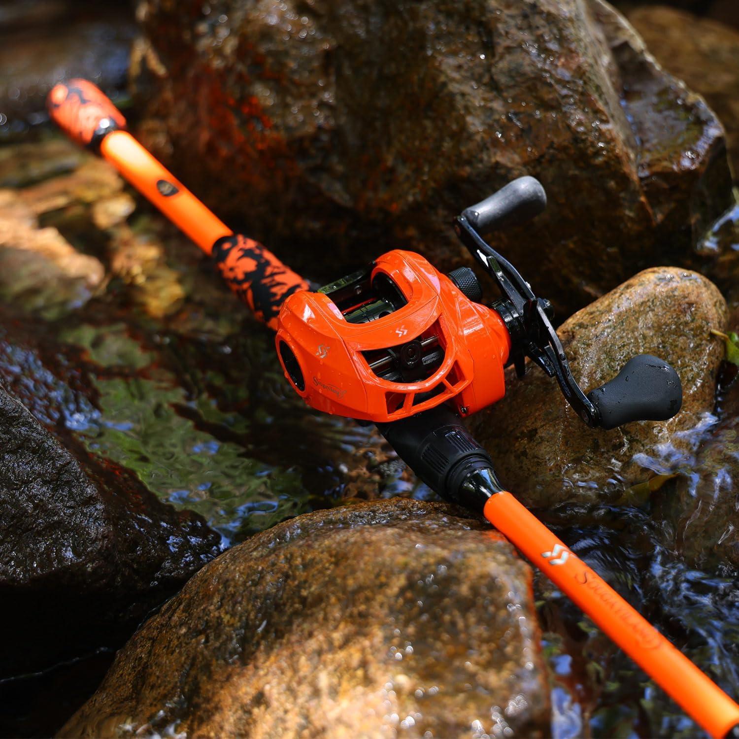 image:imageSougayilang Fishing Rods IM7 Graphite Blank Casting amp Spinning Rods2Piece Rod with S Style Hook Keeper and EVA Handle for Bass Trout Walleye Catfish EtcorangeCasting Rod