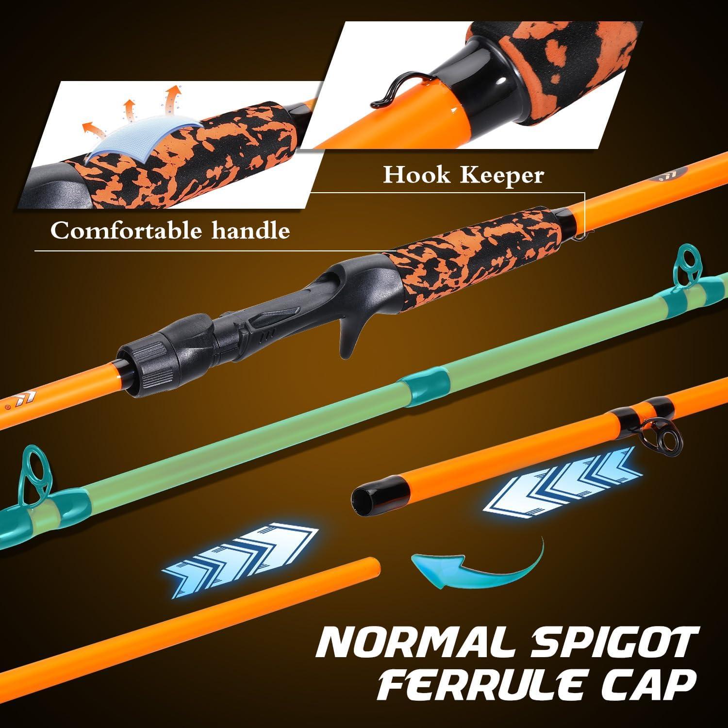 image:imageSougayilang Fishing Rods IM7 Graphite Blank Casting amp Spinning Rods2Piece Rod with S Style Hook Keeper and EVA Handle for Bass Trout Walleye Catfish EtcorangeCasting Rod