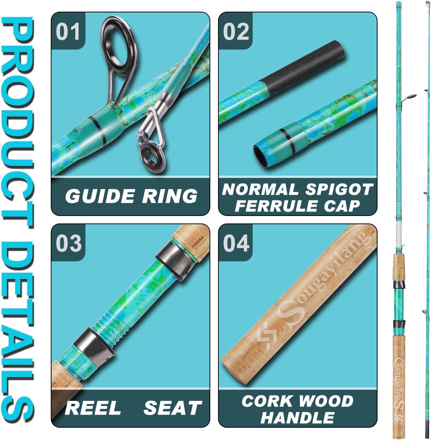image:imageSougayilang Fishing Rods Ultra Light Rods 2 Pieces Cork Handle Spinning ampBaitcasting Rod for Trout Crappie 56Spinning Rod