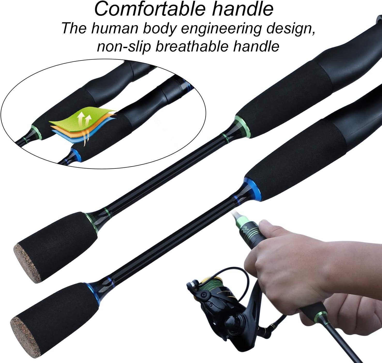 image:imageSougayilang Fishing Rods UltraSensitive Carbon Spinning Rods Blanks with Comfort EVA Grip Rod Handle 2 piecesTrout Rodblue