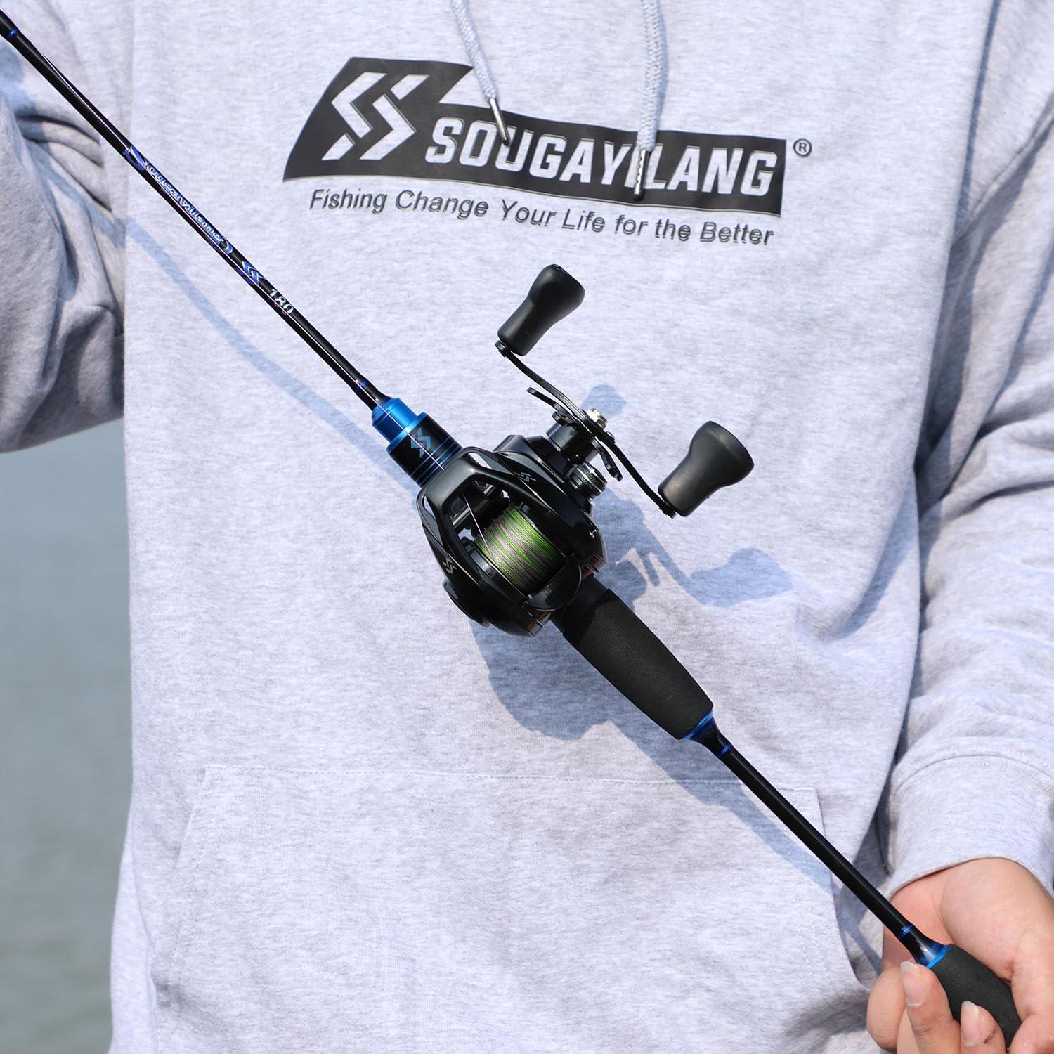 image:imageSougayilang Fishing Rods UltraSensitive Carbon Spinning Rods Blanks with Comfort EVA Grip Rod Handle 2 piecesTrout Rodblue