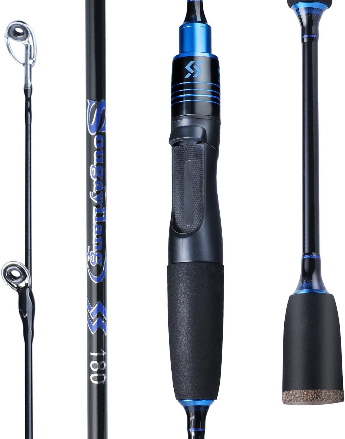 image:imageSougayilang Fishing Rods UltraSensitive Carbon Spinning Rods Blanks with Comfort EVA Grip Rod Handle 2 piecesTrout Rodblue