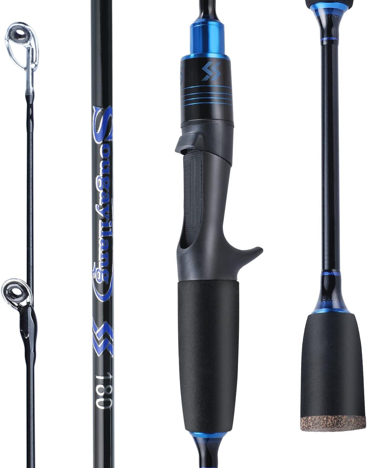 image:imageSougayilang Fishing Rods UltraSensitive Carbon Spinning Rods Blanks with Comfort EVA Grip Rod Handle 2 piecesTrout Rodblue