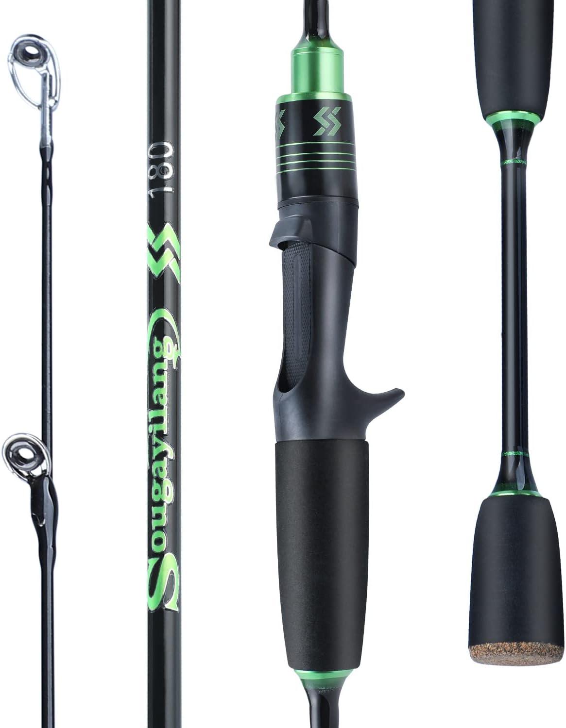 image:imageSougayilang Fishing Rods UltraSensitive Carbon Spinning Rods Blanks with Comfort EVA Grip Rod Handle 2 piecesTrout Rodgreen