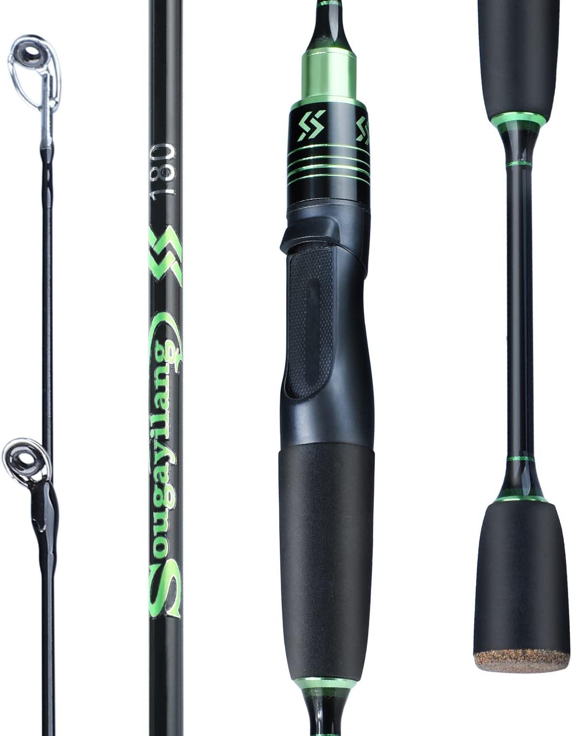 image:imageSougayilang Fishing Rods UltraSensitive Carbon Spinning Rods Blanks with Comfort EVA Grip Rod Handle 2 piecesTrout Rodgreen
