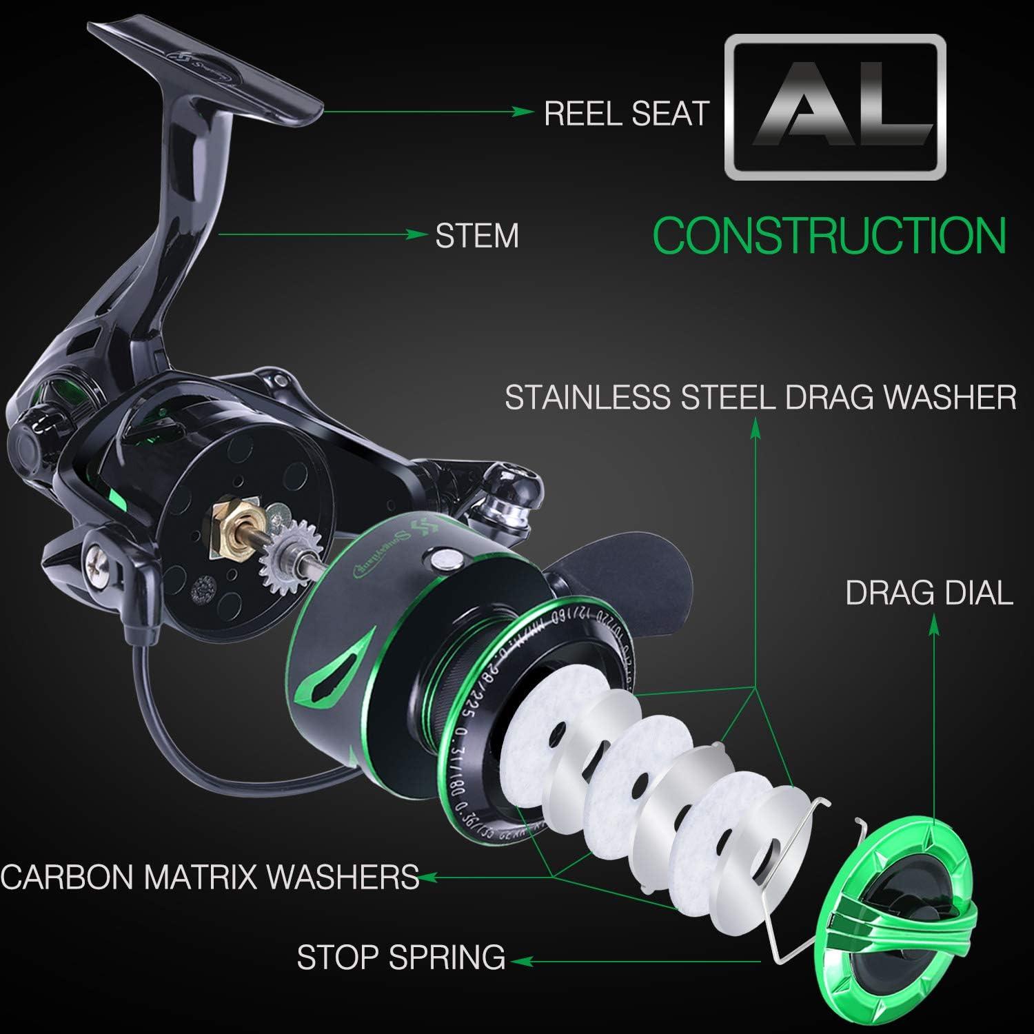 image:imageSougayilang Fishing reels Light Weight Saltwater Spinning Reel 395 LB Carbon Fiber Drag121 BB Ultra Smooth All Aluminum Inshore Reel1000