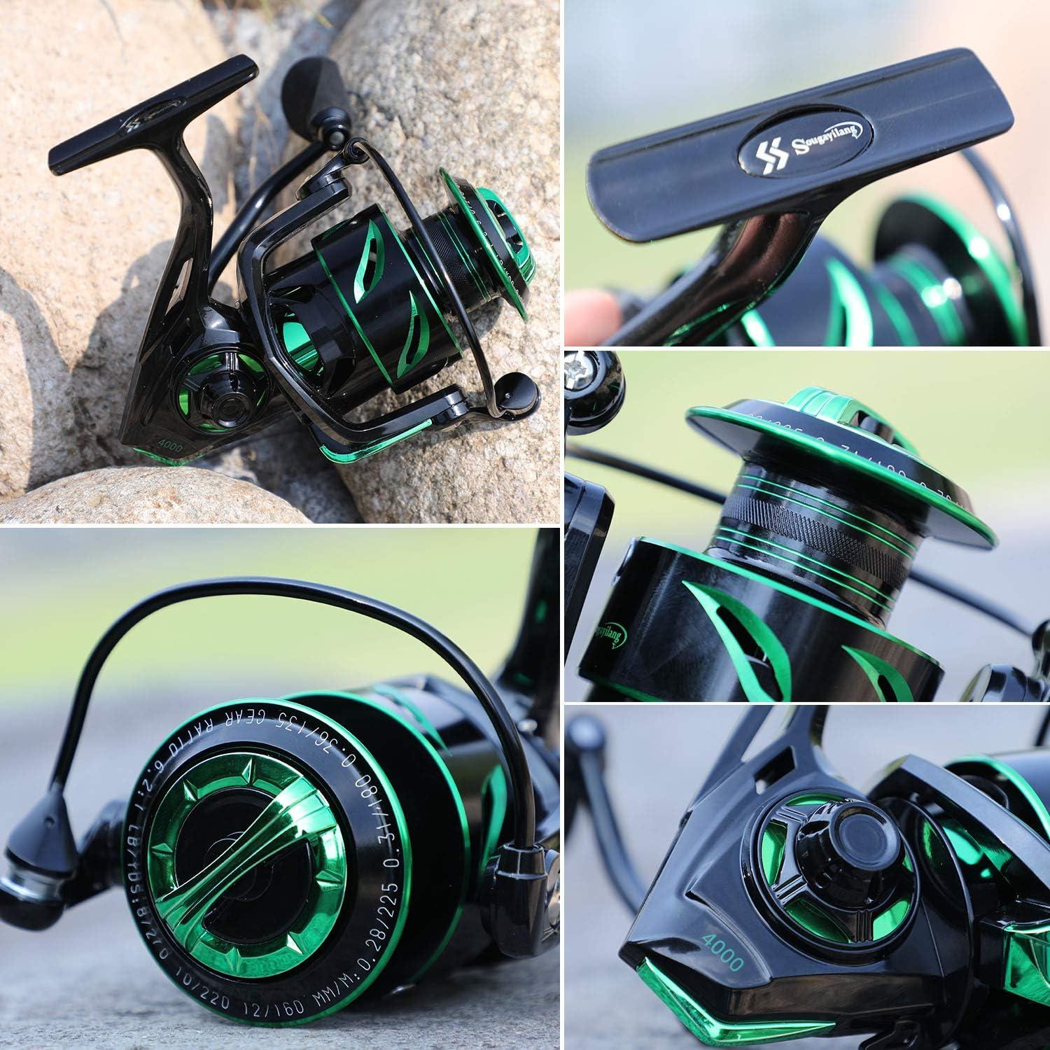 image:imageSougayilang Fishing reels Light Weight Saltwater Spinning Reel 395 LB Carbon Fiber Drag121 BB Ultra Smooth All Aluminum Inshore Reel1000
