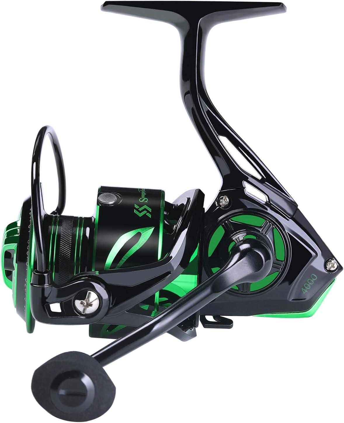image:imageSougayilang Fishing reels Light Weight Saltwater Spinning Reel 395 LB Carbon Fiber Drag121 BB Ultra Smooth All Aluminum Inshore Reel2000