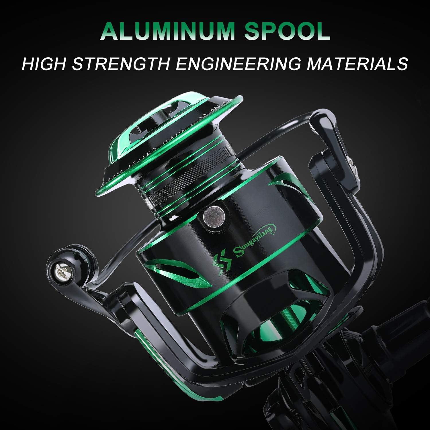 image:imageSougayilang Fishing reels Light Weight Saltwater Spinning Reel 395 LB Carbon Fiber Drag121 BB Ultra Smooth All Aluminum Inshore Reel3000