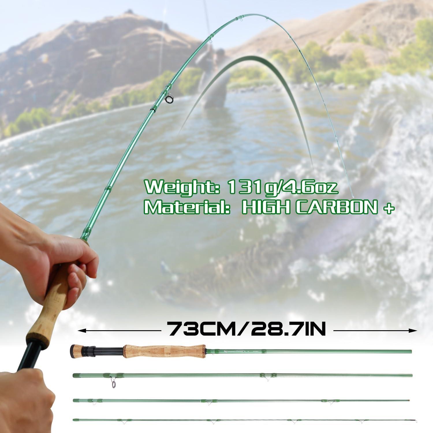 image:imageSougayilang Fly Fishing Rod HighPerformance IM8 Carbon Blank 9ft for 56wt and 78wt TravelFriendly DesignGreen9 8wt 4sec