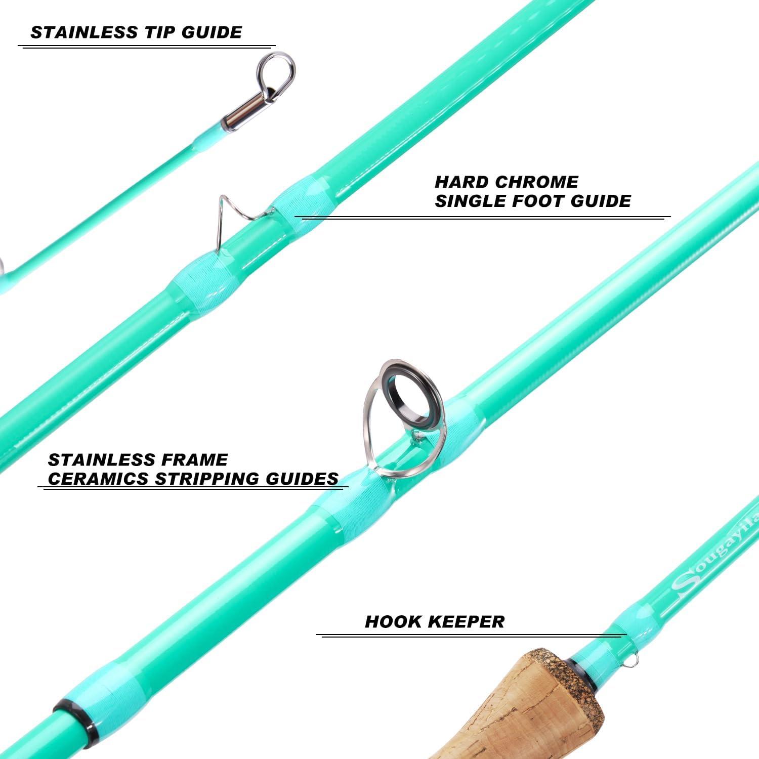 image:imageSougayilang Fly Fishing Rod HighPerformance IM8 Carbon Blank 9ft for 56wt and 78wt TravelFriendly DesignTurquoise9 8wt 4sec